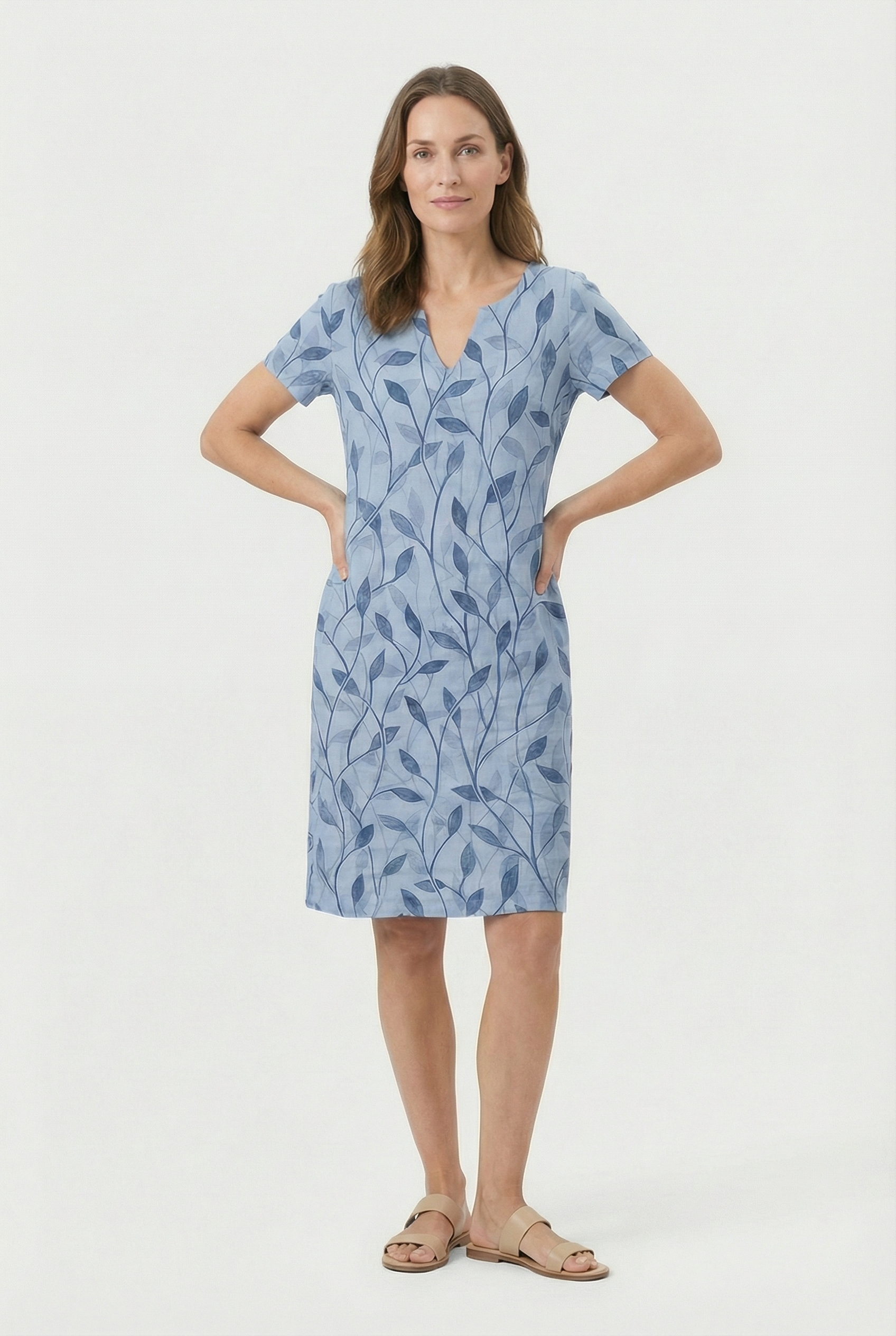 Vestido Casual Mujer Poliéster Estampado Escote en V Manga Corta 4