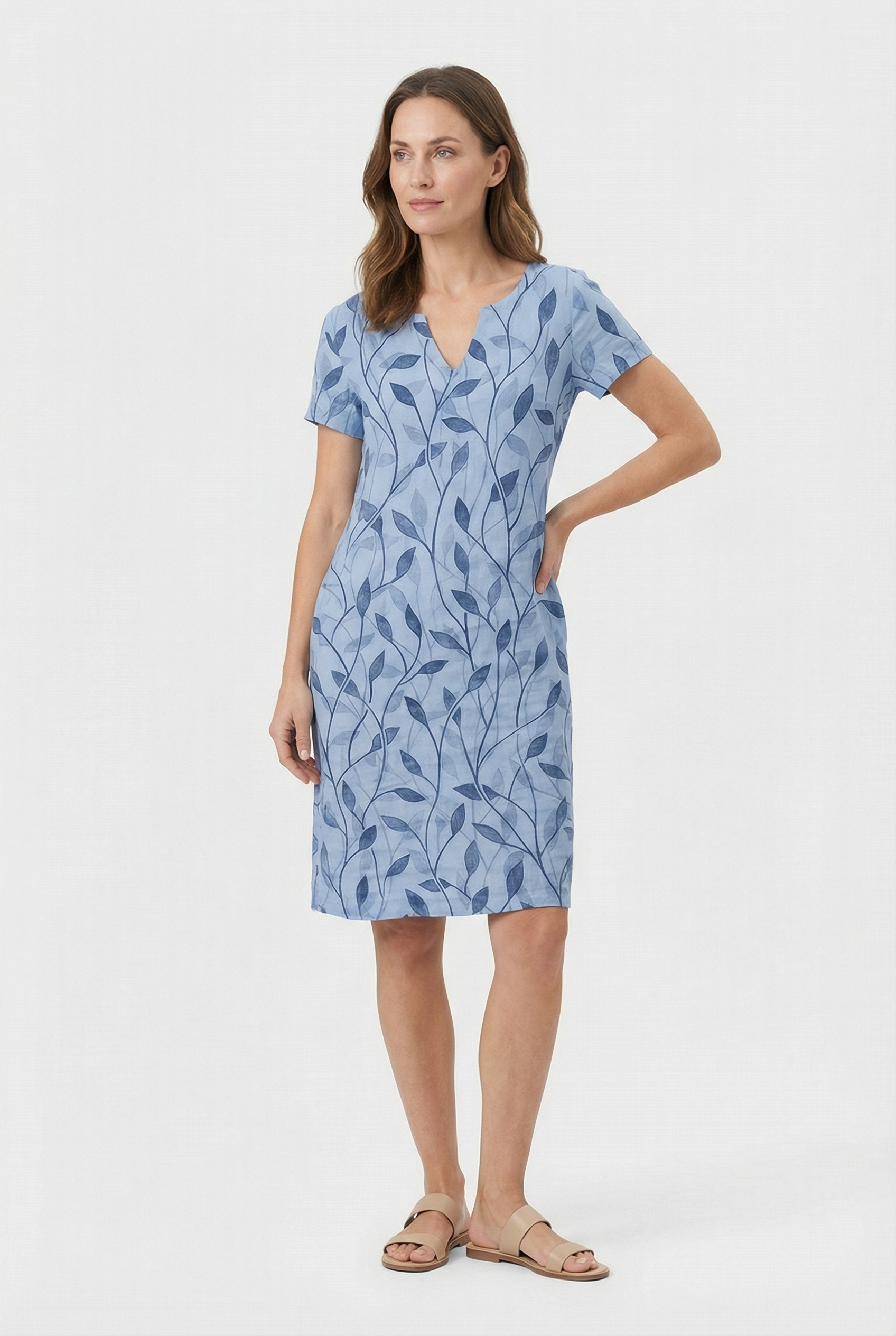 Vestido Casual Mujer Poliéster Estampado Escote en V Manga Corta 5