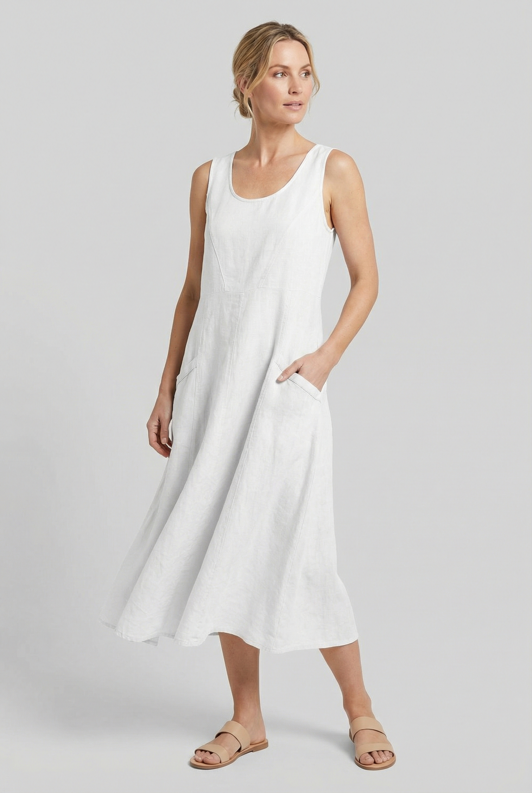 Vestido De Mujer Casual De Algodón Ligero Con Corte Fluido Ideal Para Verano 5