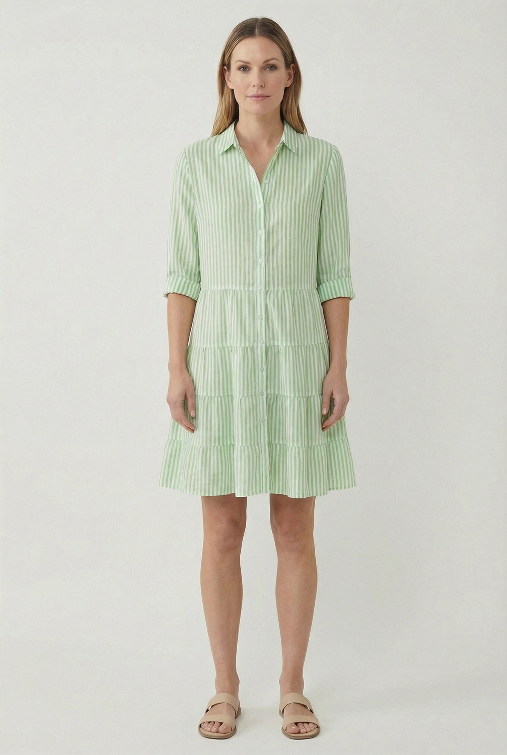 Vestido De Mujer Elegante De Poliéster Con Corte A Y Patrón De Rayas 4