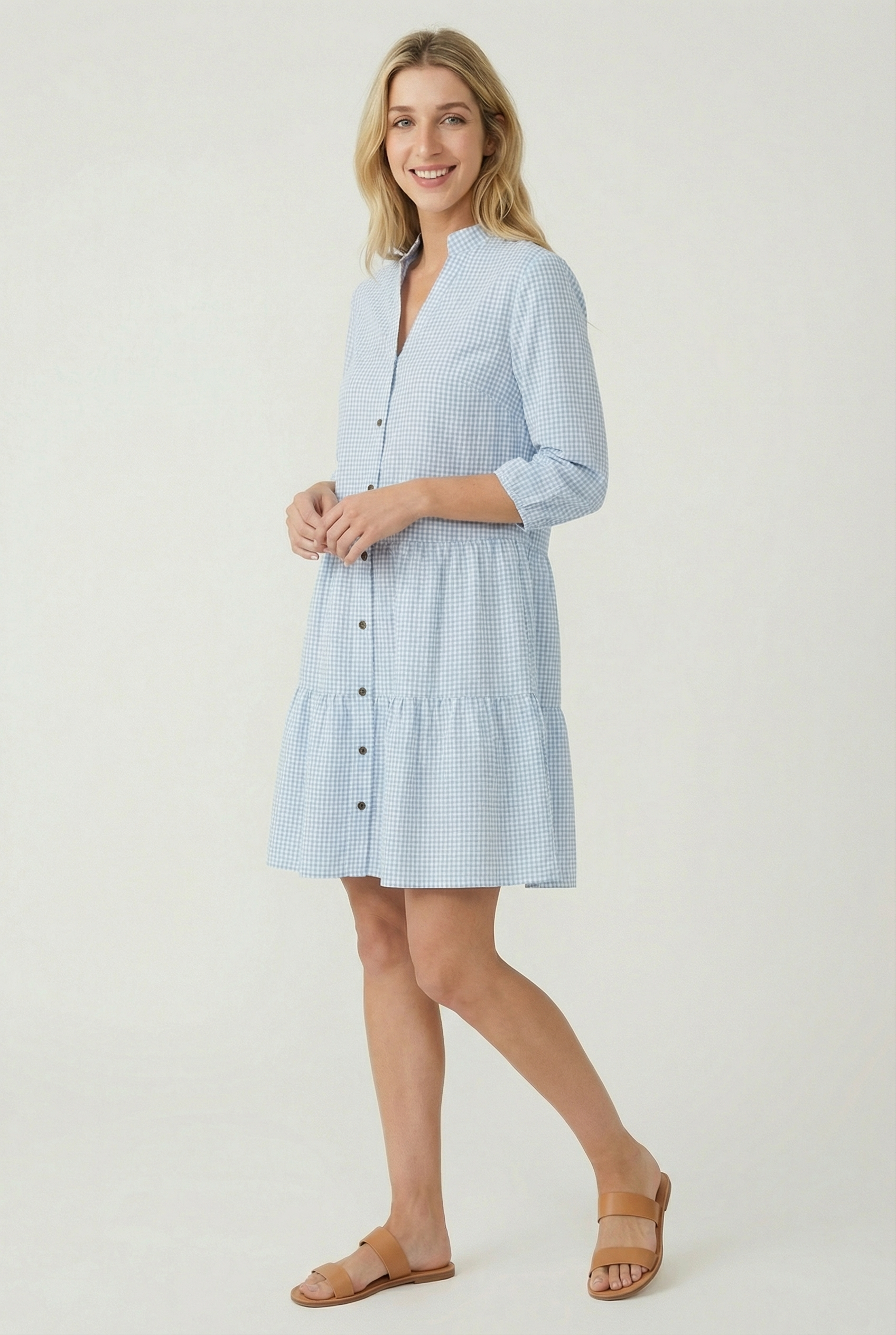 Vestido De Verano Mujer Poliéster Ligero Con Patrón Vichy Ajuste Favorable 0