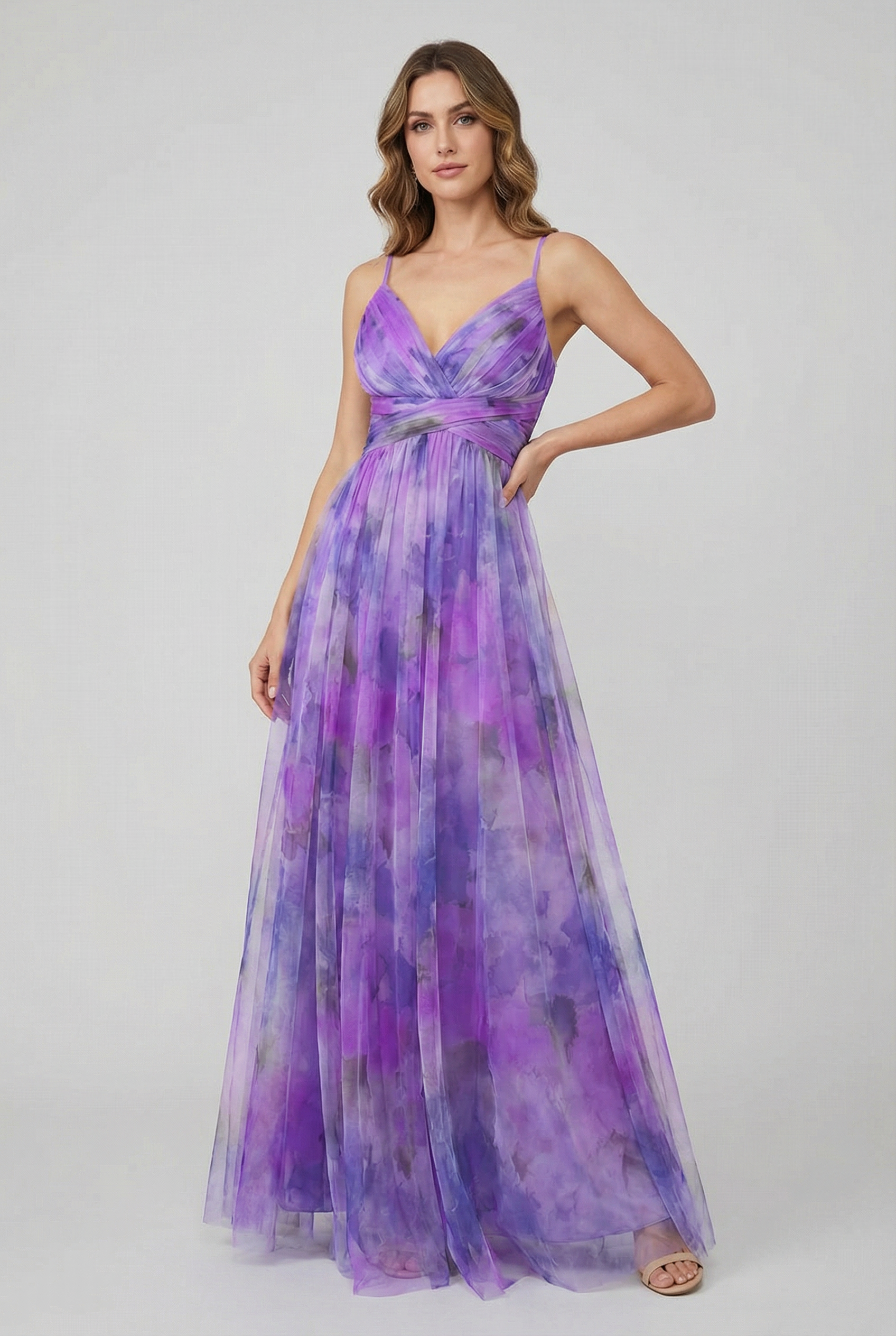 Vestido Largo Mujer Gasa Floral Elegante Con Ajuste Personalizable Para Fiesta 10