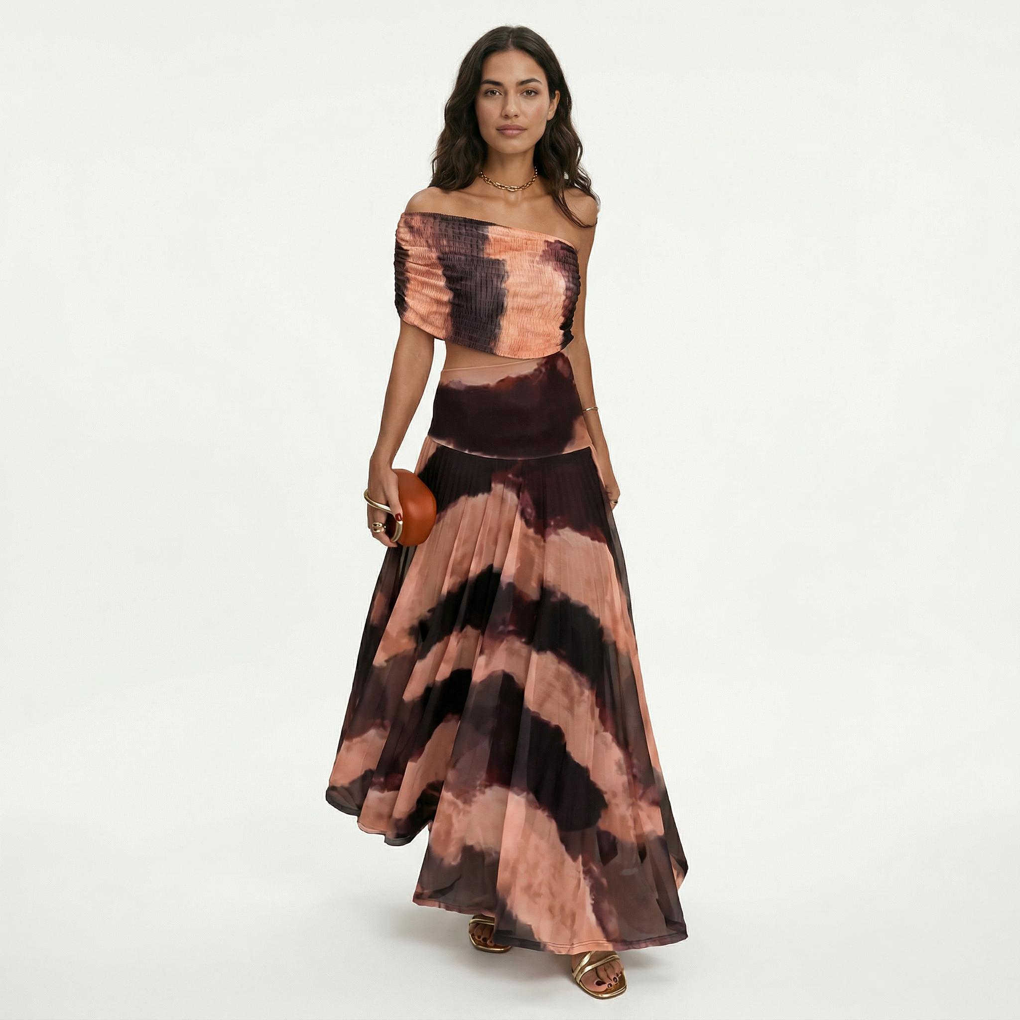 Vestido Largo Mujer Malla Floral Escote Asimétrico Elegante 3