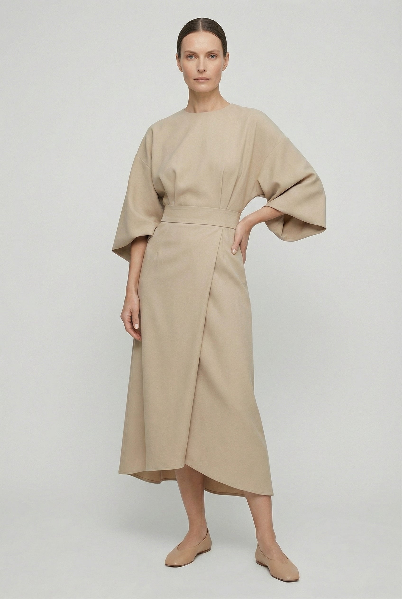 Vestido Largo Mujer Poliester Corte Holgado con Cinturón para Ocasiones Elegantes 2