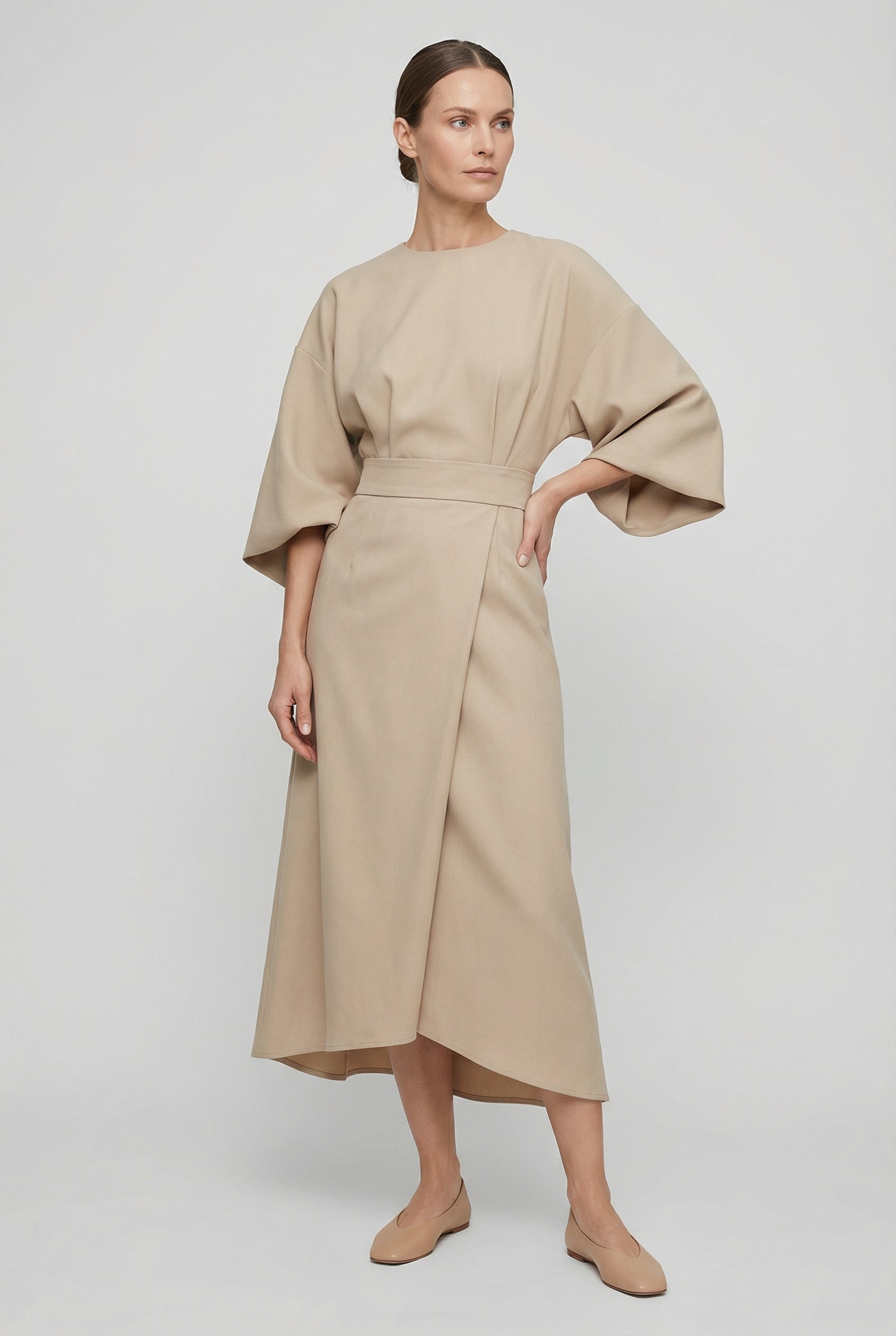 Vestido Largo Mujer Poliester Corte Holgado con Cinturón para Ocasiones Elegantes 3
