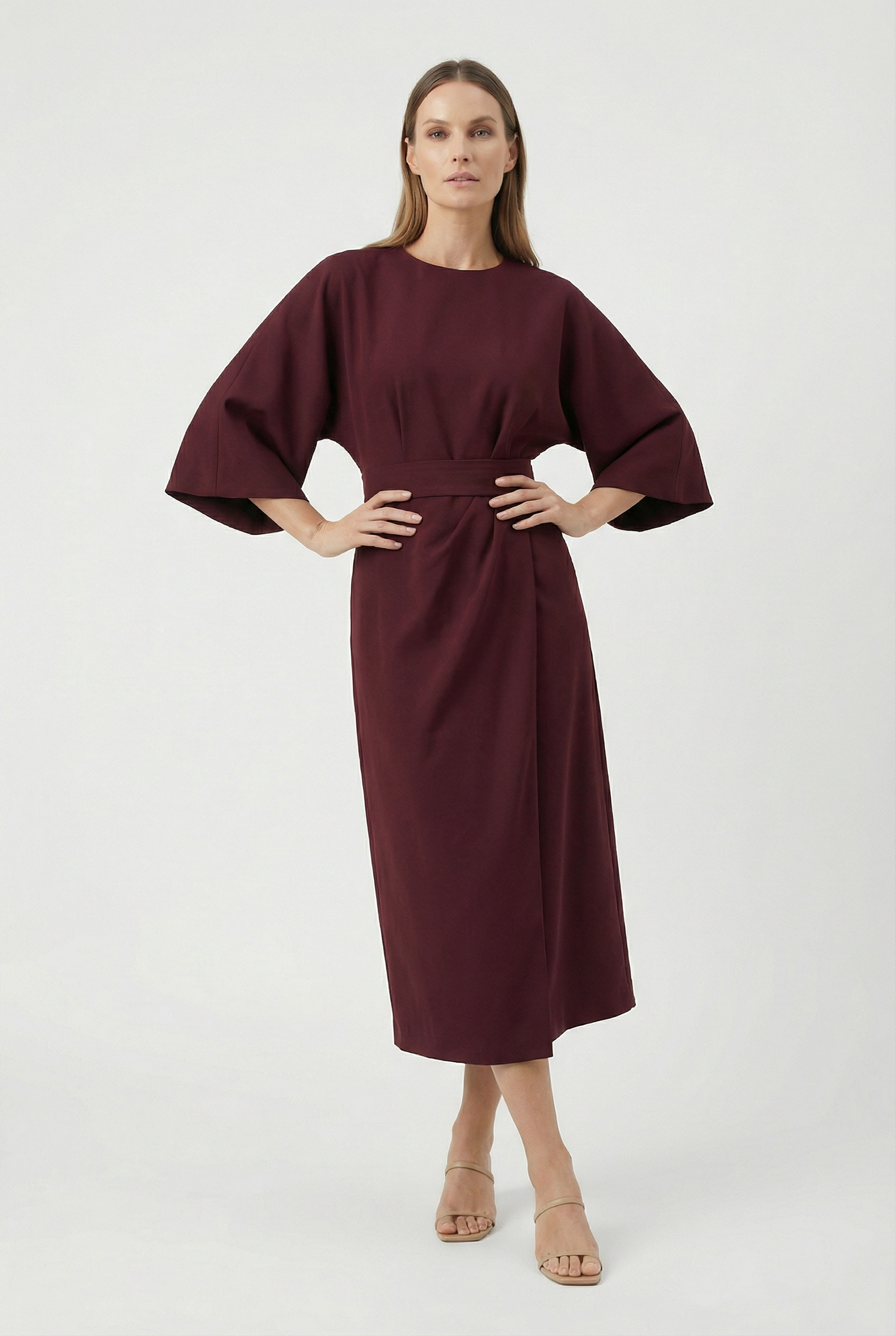 Vestido Largo Mujer Poliester Corte Holgado con Cinturón para Ocasiones Elegantes 6