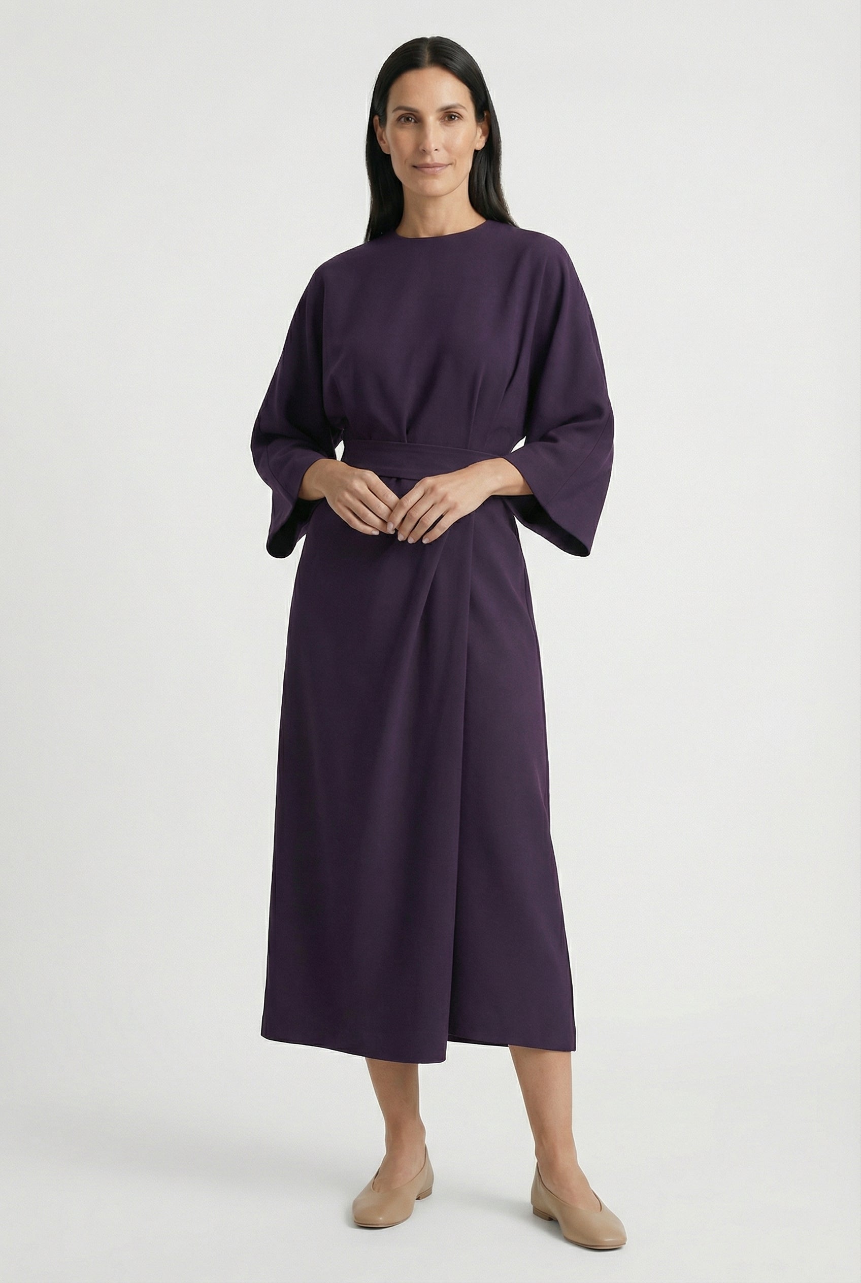 Vestido Largo Mujer Poliester Corte Holgado con Cinturón para Ocasiones Elegantes 8