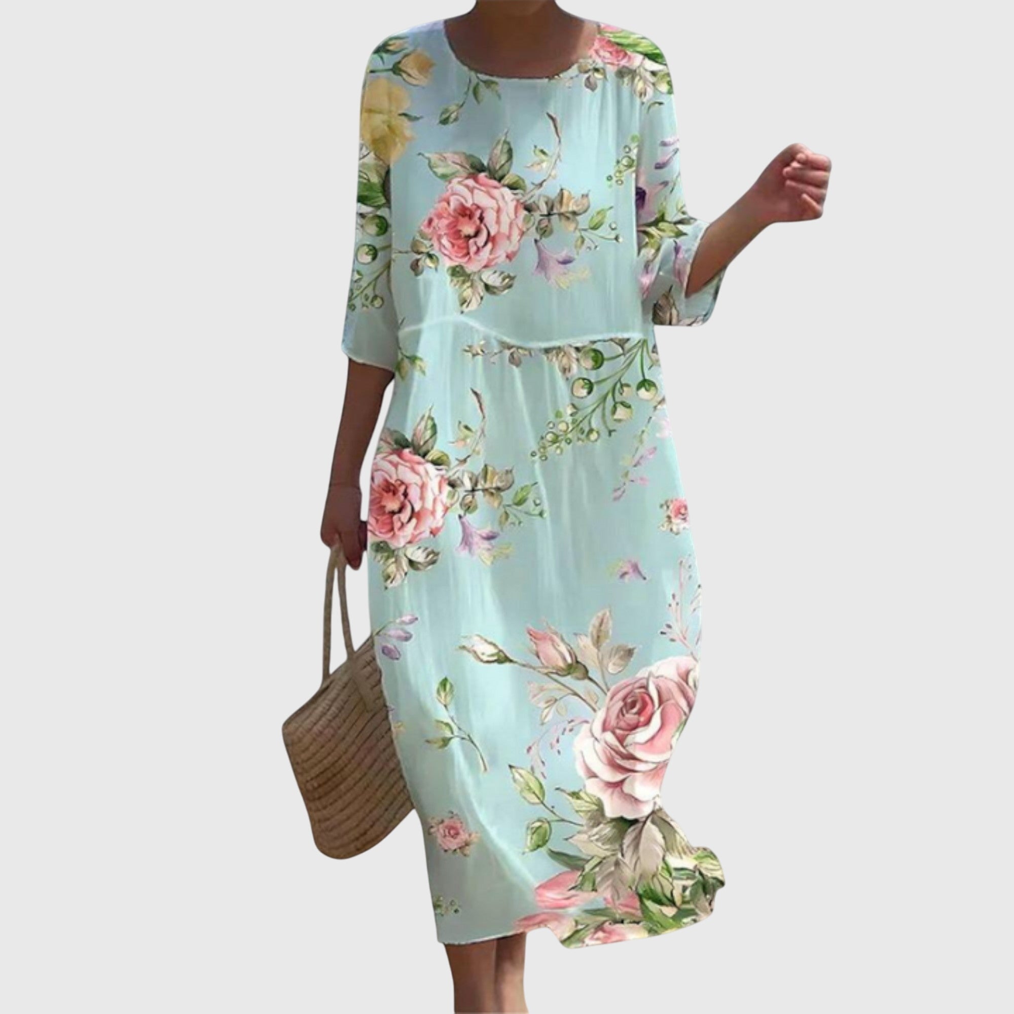 Vestido Largo Mujer Poliéster Floral Elegante Diseño Fluido 0