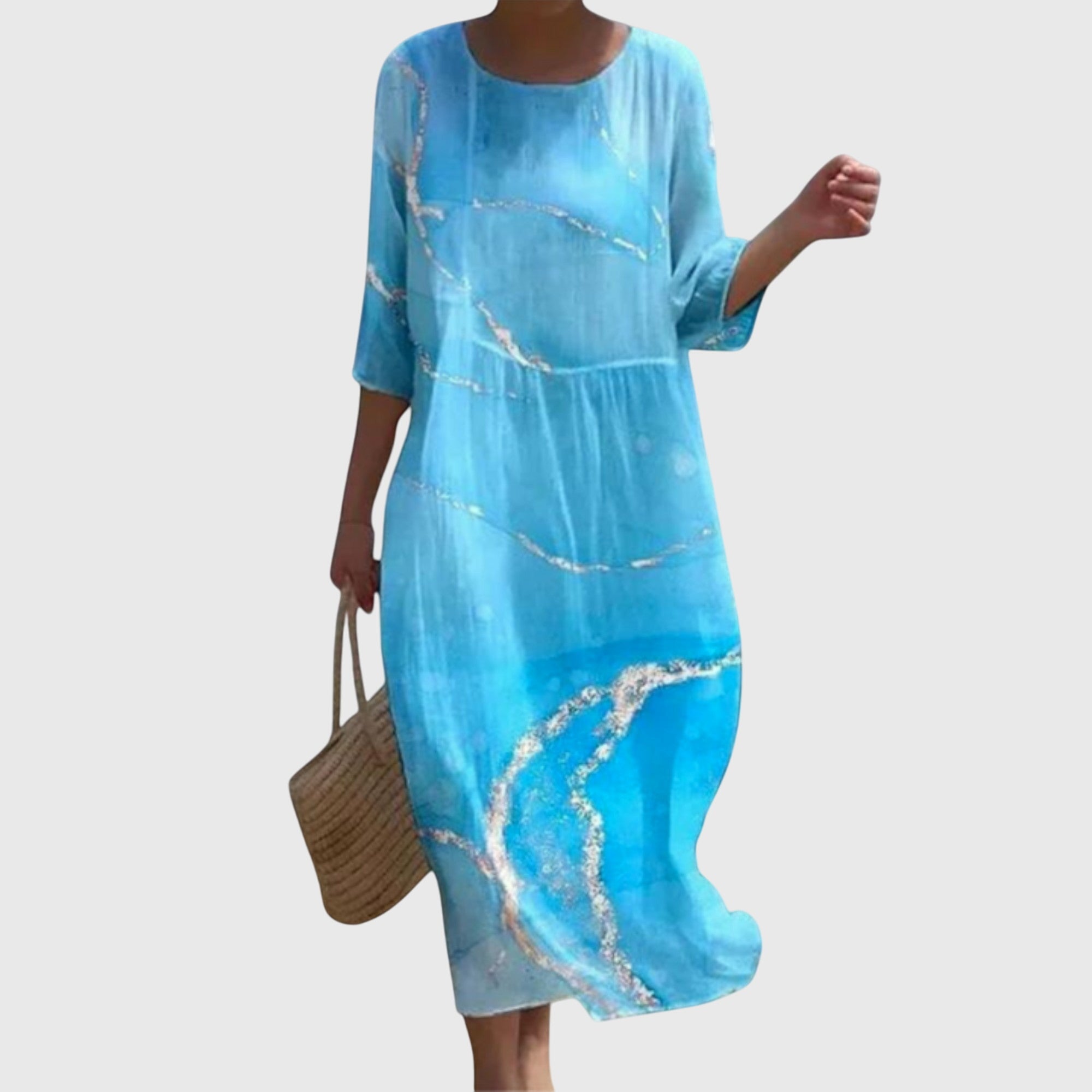 Vestido Largo Mujer Poliéster Floral Elegante Diseño Fluido 2