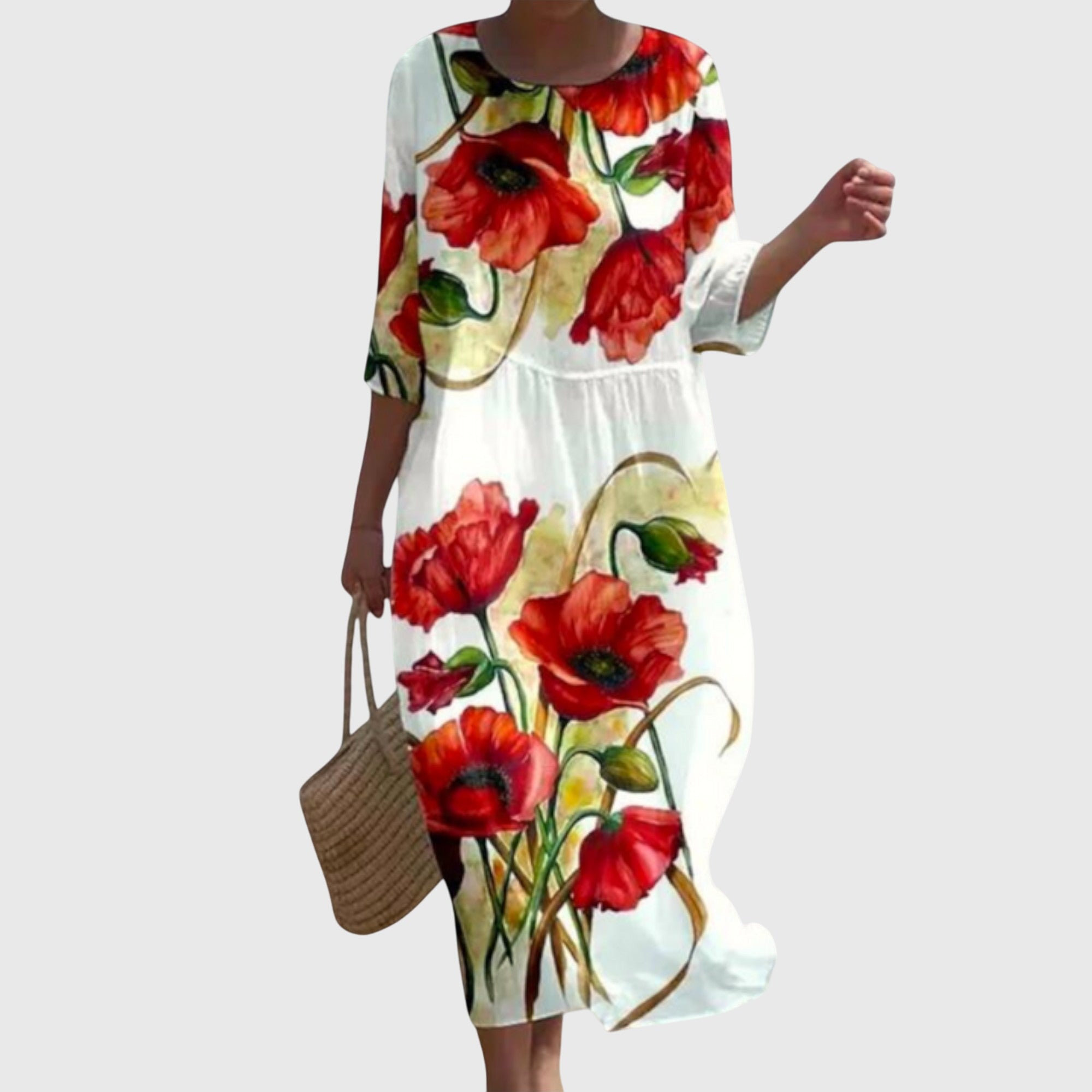 Vestido Largo Mujer Poliéster Floral Elegante Diseño Fluido 3