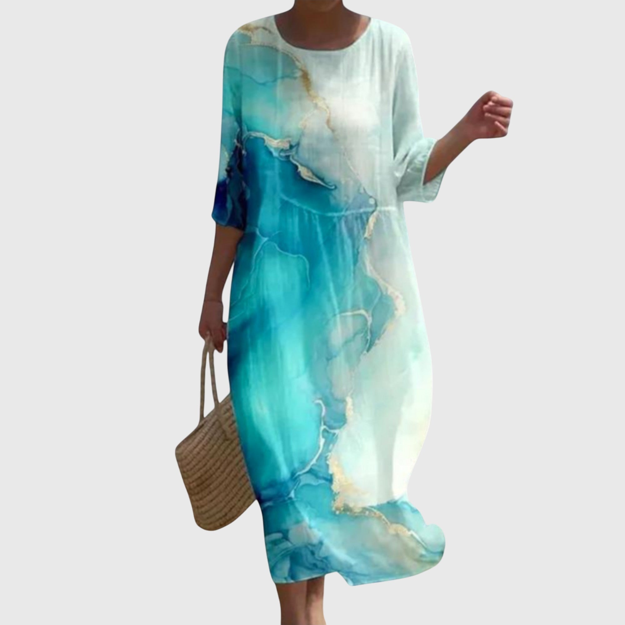 Vestido Largo Mujer Poliéster Floral Elegante Diseño Fluido 7