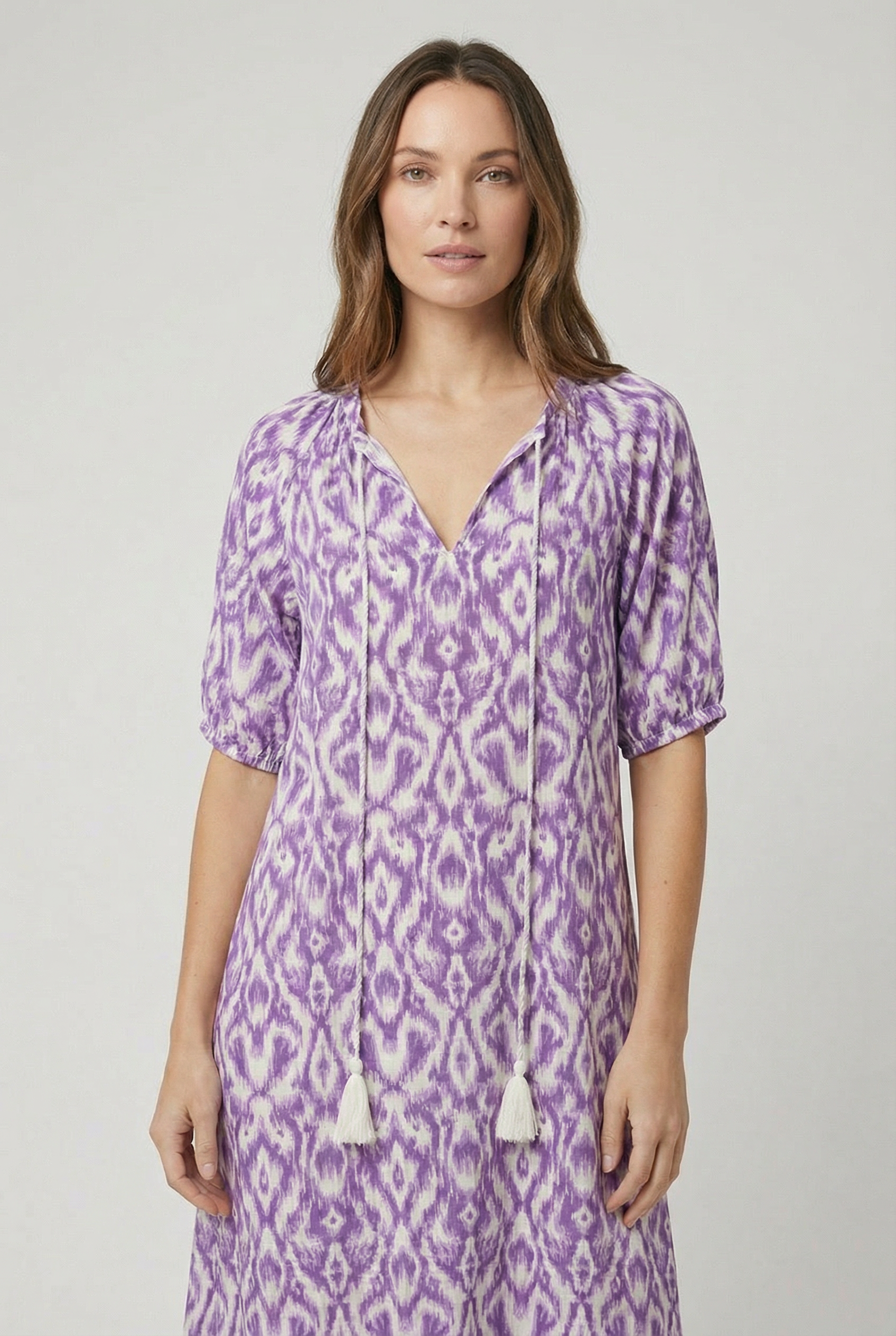 Vestido Largo Mujer Poliéster Floral Escote en V para Verano 2
