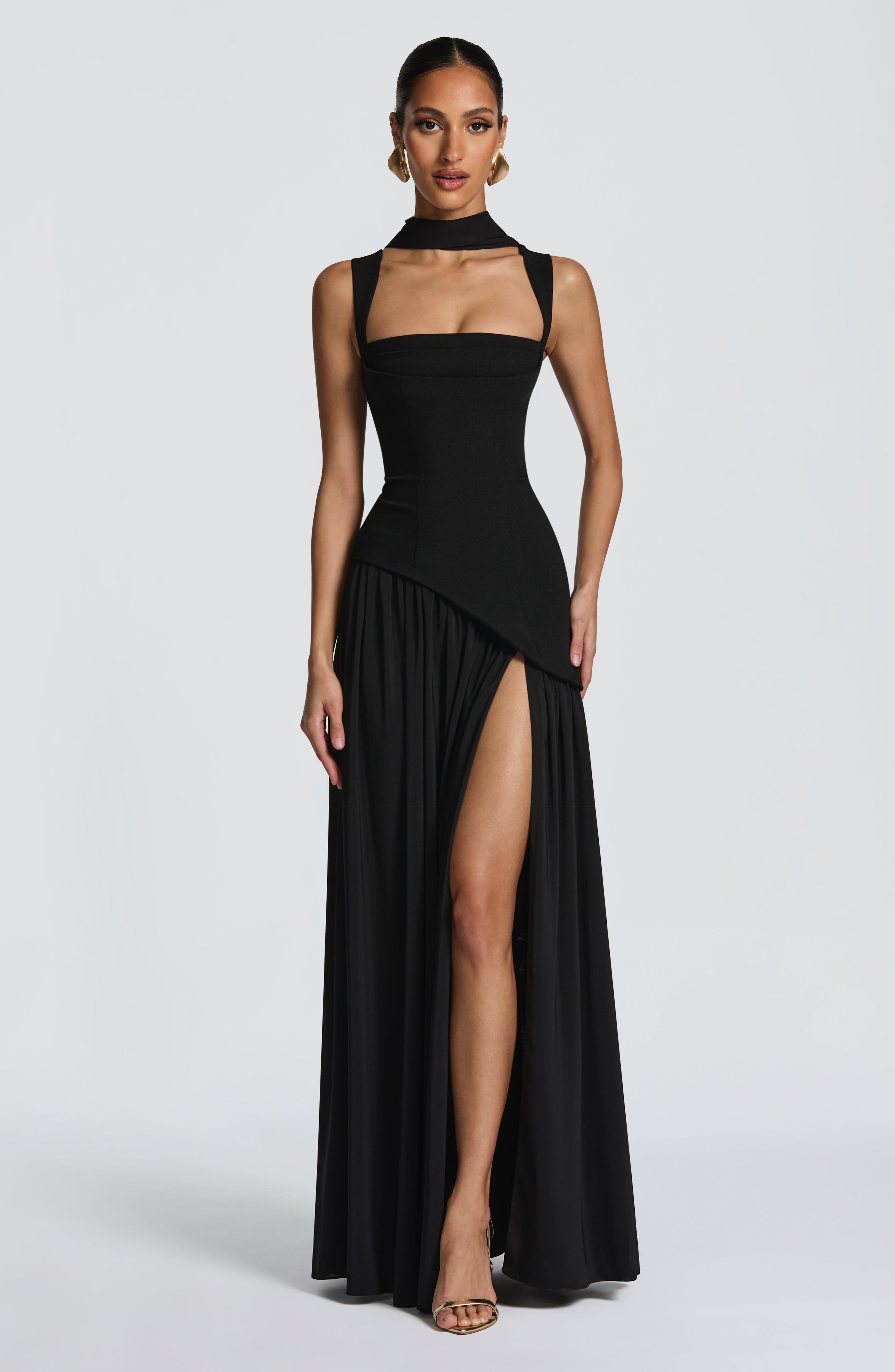 Vestido Largo Mujer Satén Elegante con Ajuste que Define la Figura para Ocasiones Formales 0