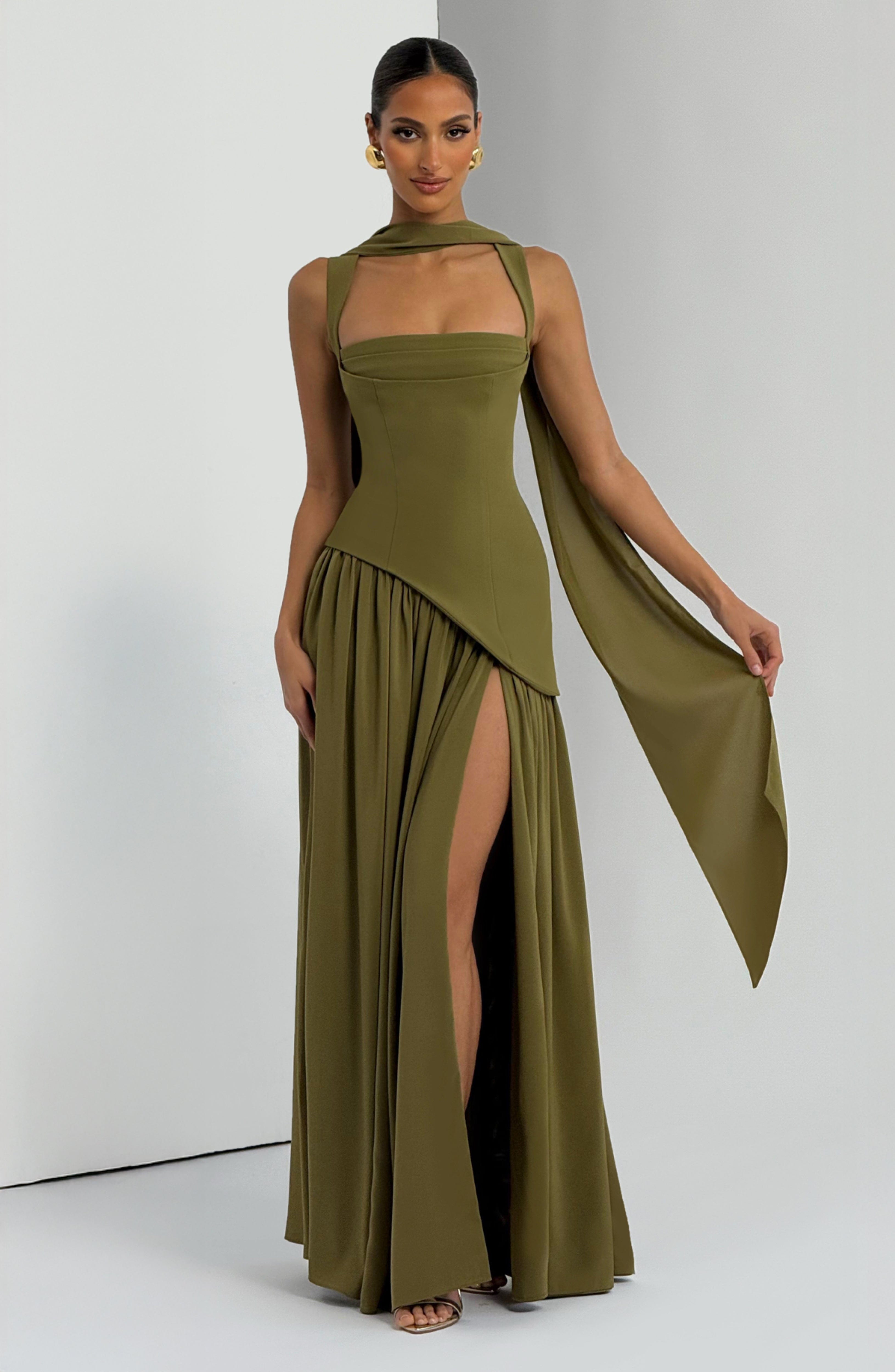 Vestido Largo Mujer Satén Elegante con Ajuste que Define la Figura para Ocasiones Formales 6