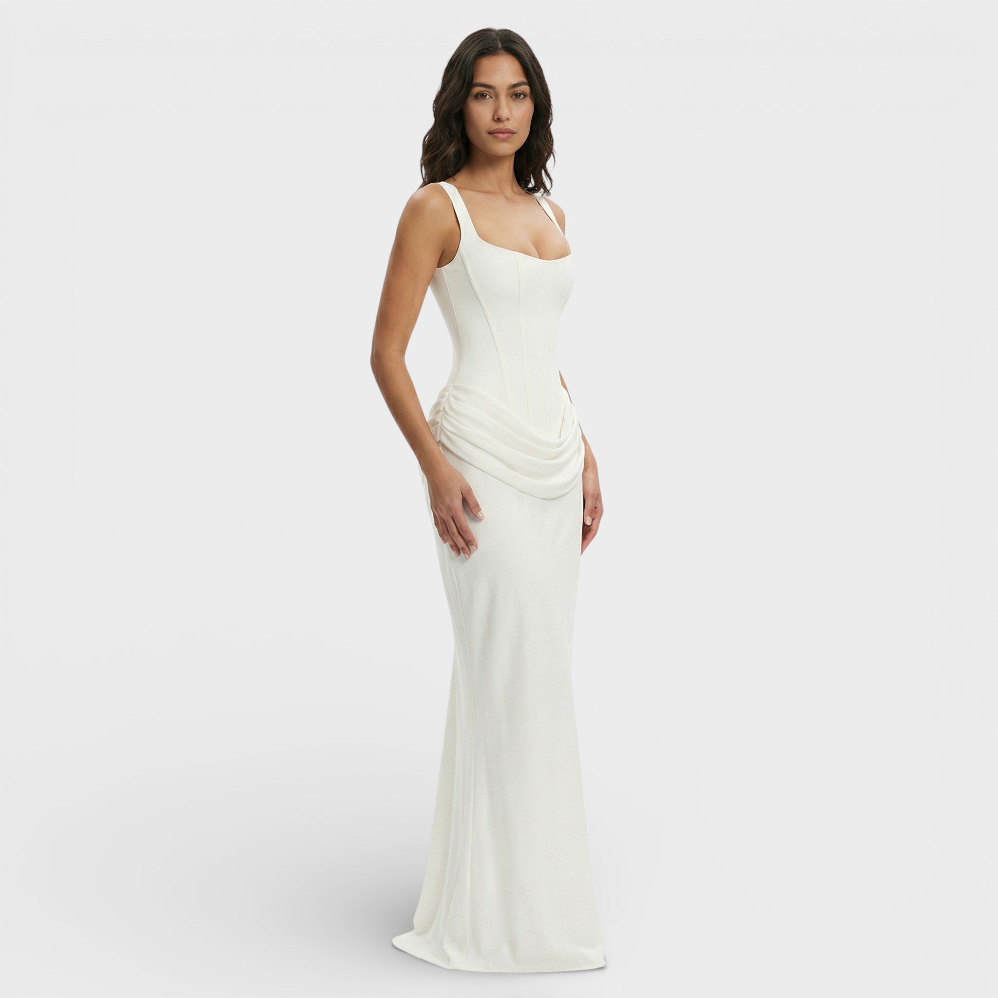 Vestido Largo Mujer Tejido Acanalado Elegante Con Espalda Descubierta 7
