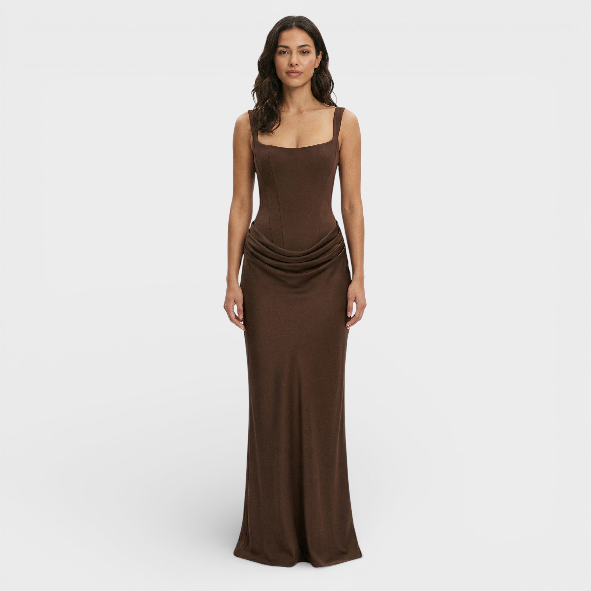 Vestido Largo Mujer Tejido Acanalado Elegante Con Espalda Descubierta 8