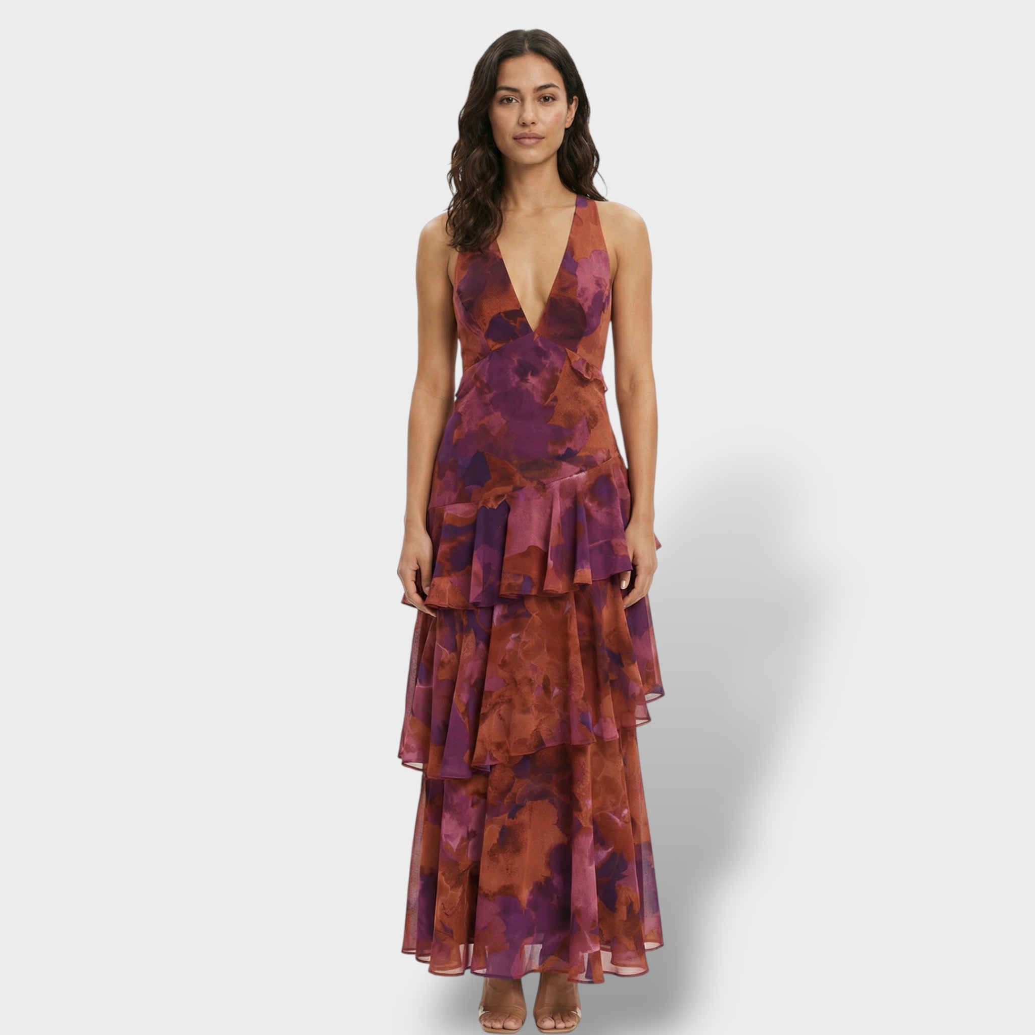Vestido Largo Mujer Tejido Suave Escote en V Elegante para Fiesta 4
