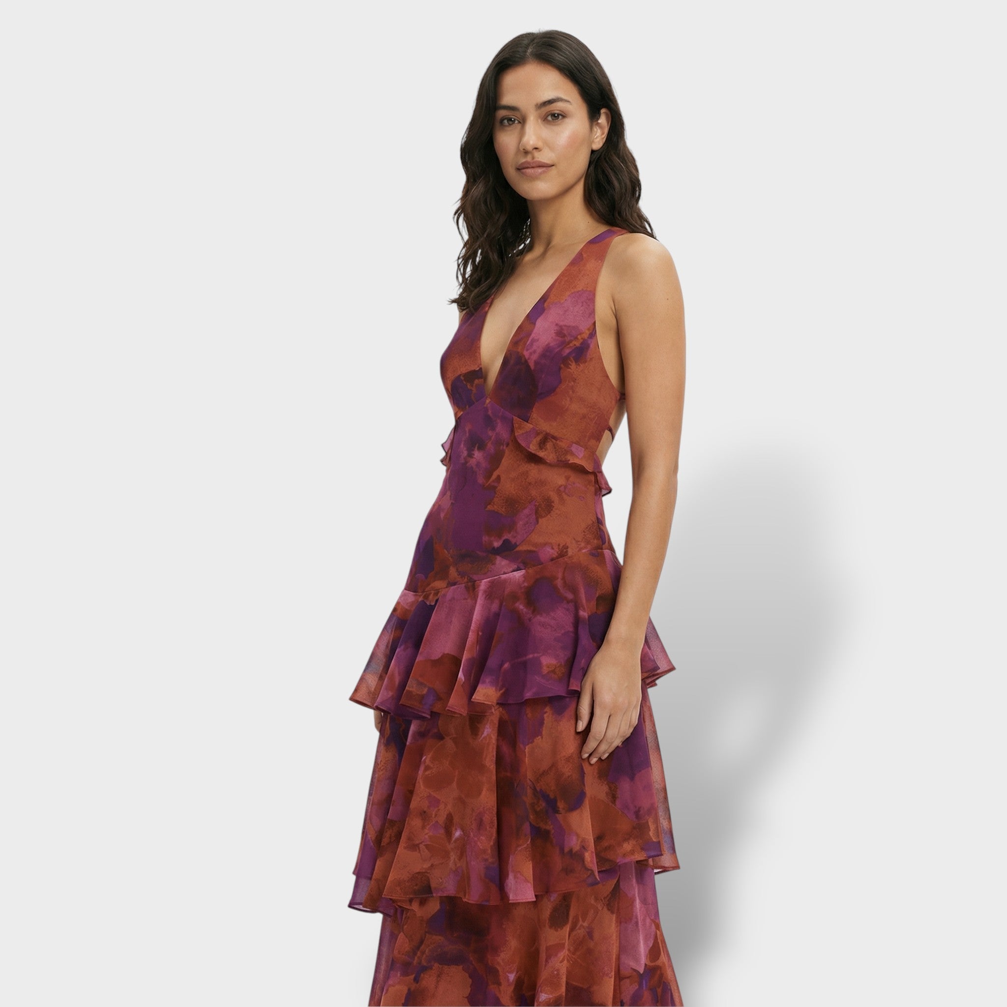 Vestido Largo Mujer Tejido Suave Escote en V Elegante para Fiesta 5