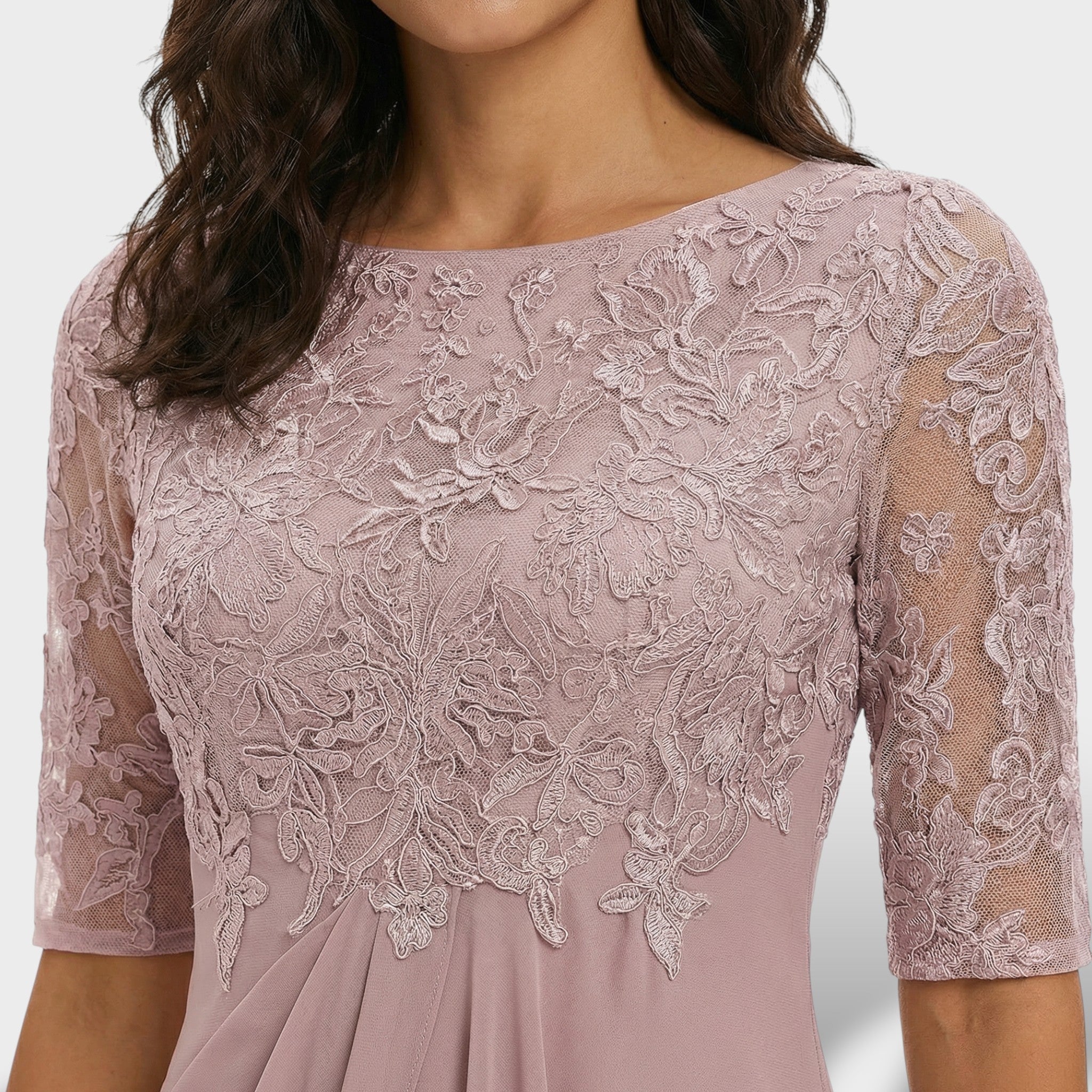 Vestido Midi Mujer Encaje Gasa Elegante Con Silueta A Ideal Para Fiestas 2