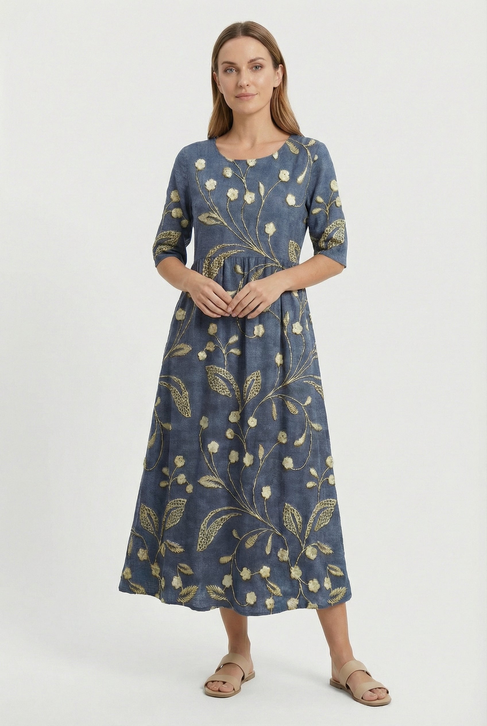 Vestido Midi Mujer Floral Ligero Con Estampado Elegante Para Invitada 0