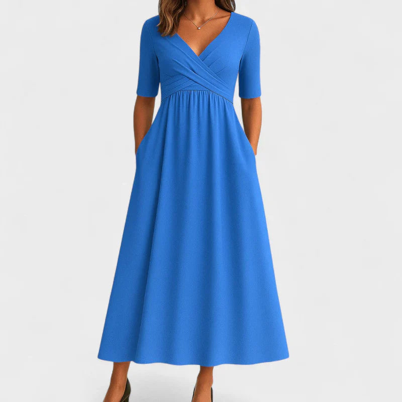 Vestido Midi Mujer Poliéster Elegante Corte en A Versátil 5