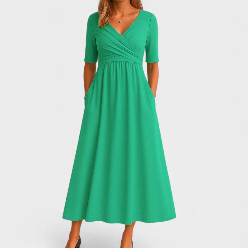 Vestido Midi Mujer Poliéster Elegante Corte en A Versátil 6