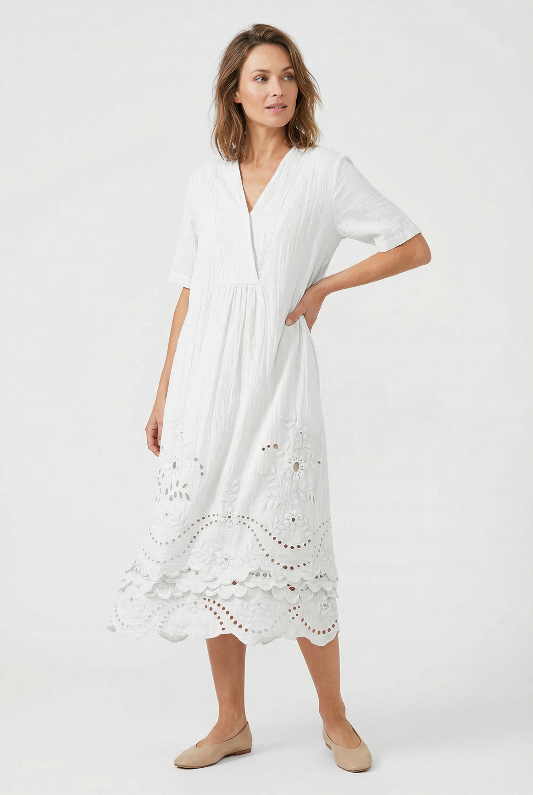 Vestido Midi Mujer Poliéster Estampado Floral Escote en V Casual 1