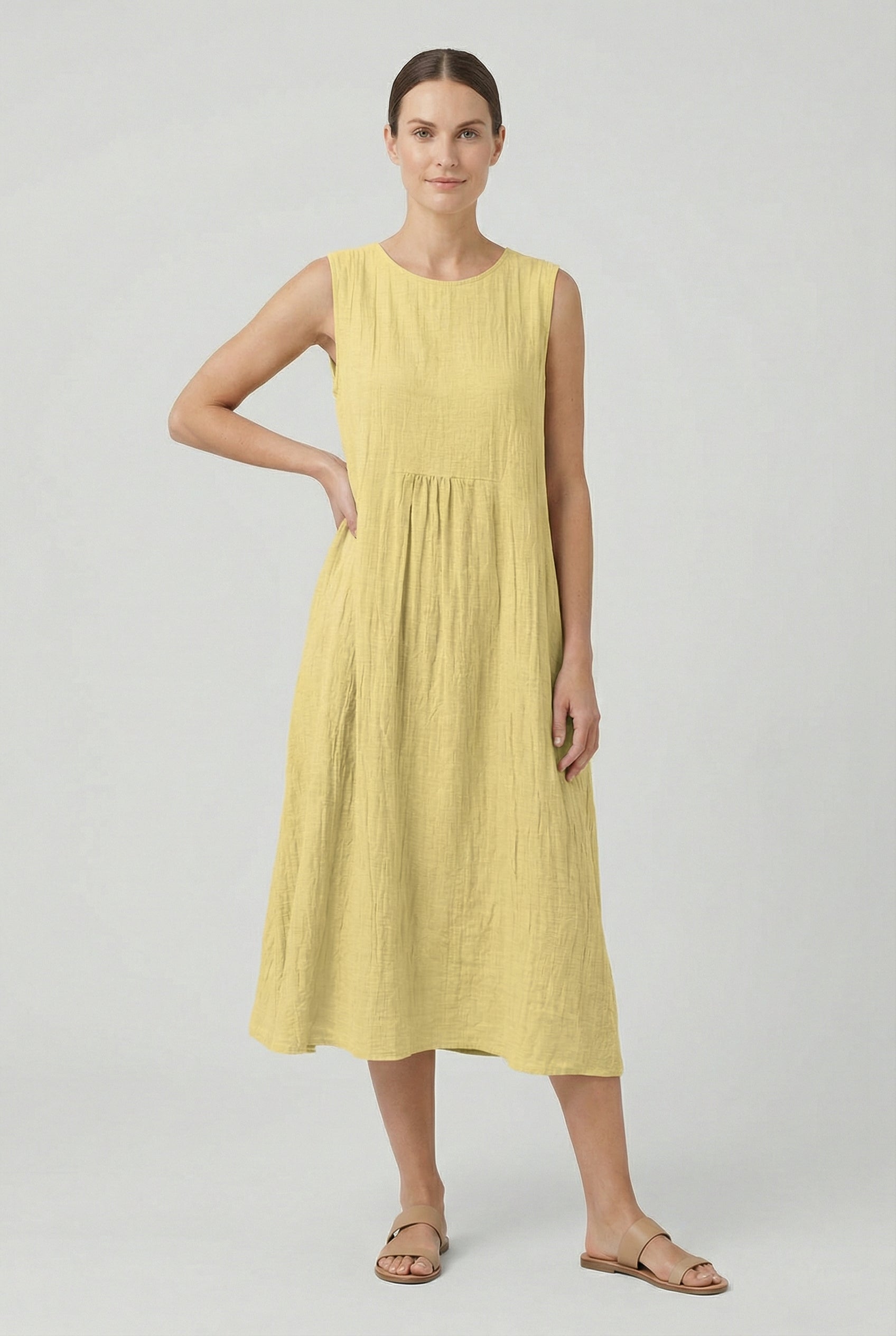 Vestido Midi Mujer Poliéster Sin Mangas Estampado Circular Con Bolsillos Laterales 10