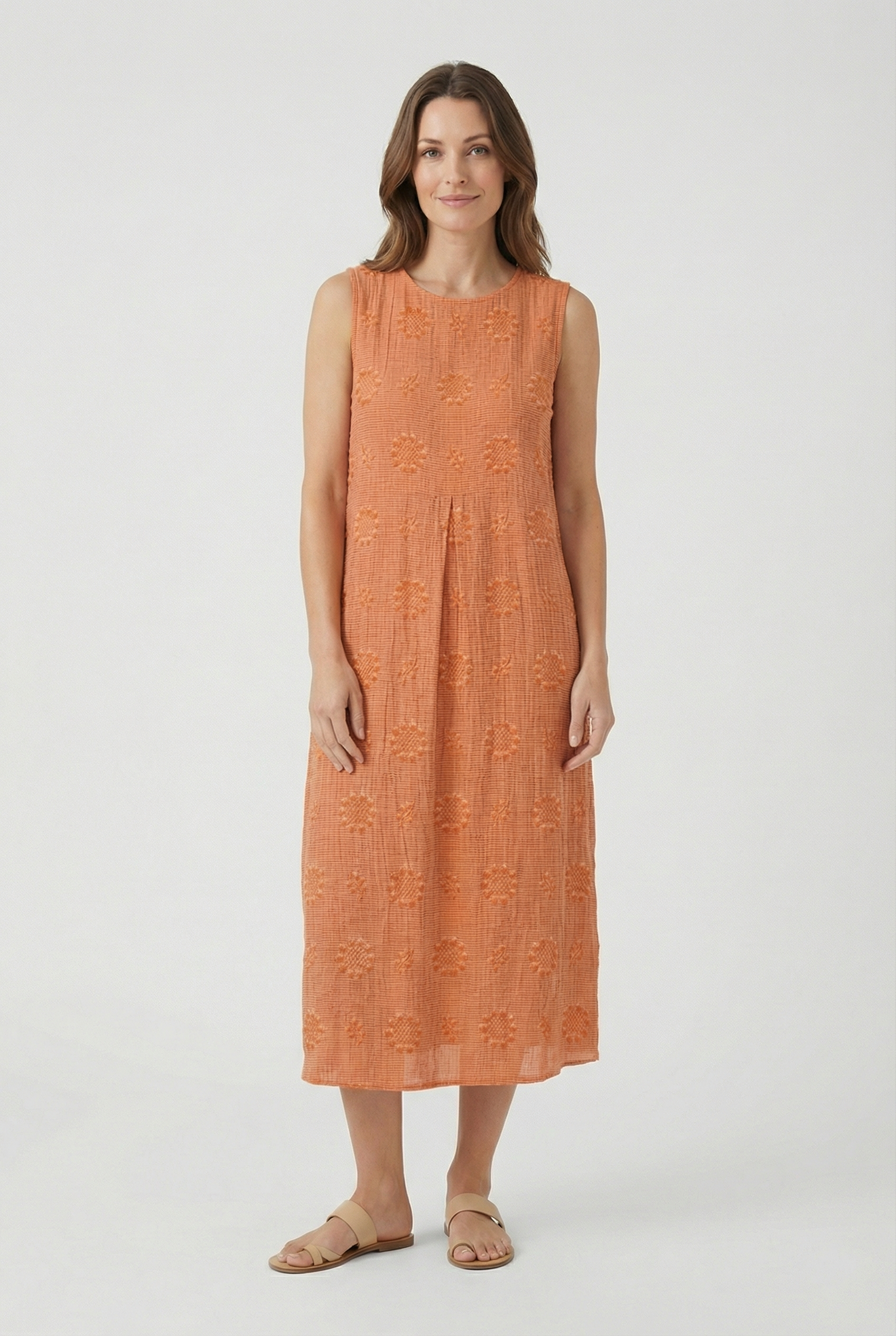Vestido Midi Mujer Poliéster Sin Mangas Estampado Circular Con Bolsillos Laterales 11