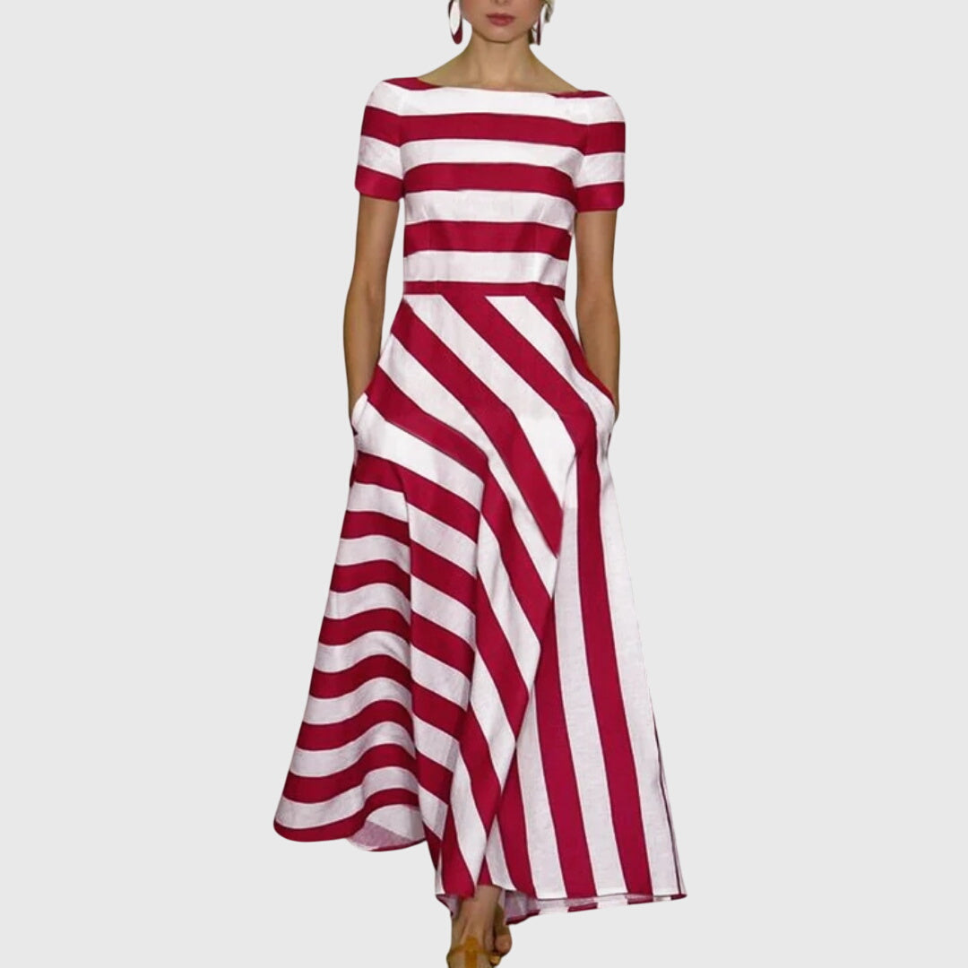 Vestido Mujer Algodón Rayas Ajuste Cómodo Elegante 0
