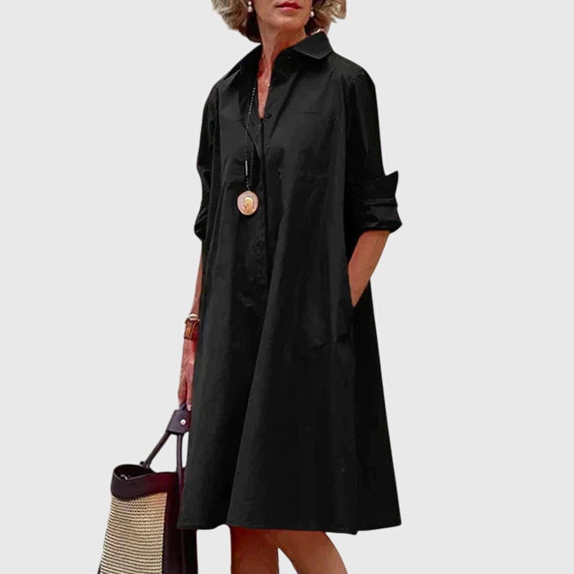 Vestido Mujer Elegante Tela Fluida con Bolsillos, Diseño Relajado y Casual 2