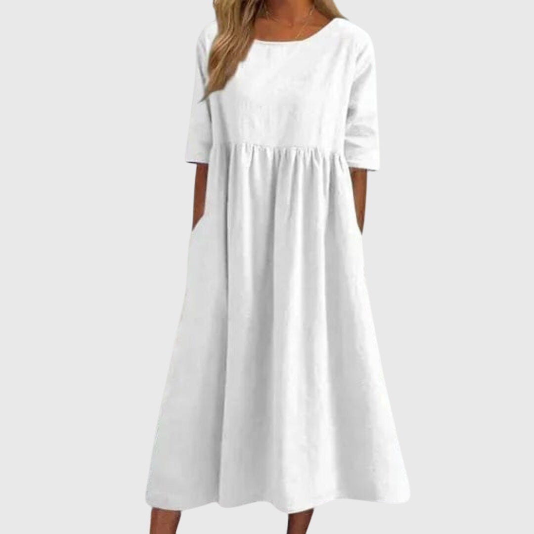 Vestido Mujer Elegante de Manga Corta Diseño Clásico Versátil para Fiesta 0
