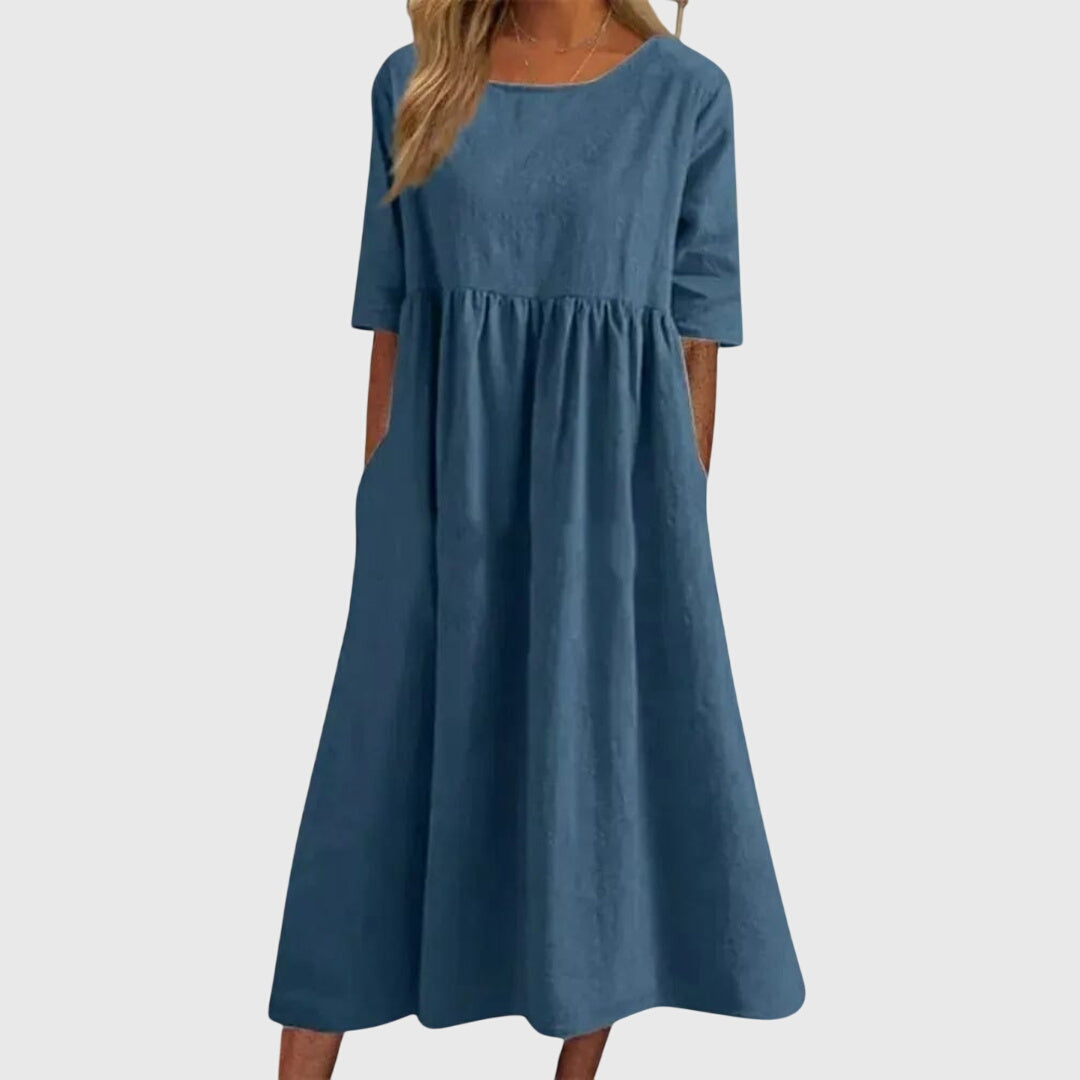Vestido Mujer Elegante de Manga Corta Diseño Clásico Versátil para Fiesta 2