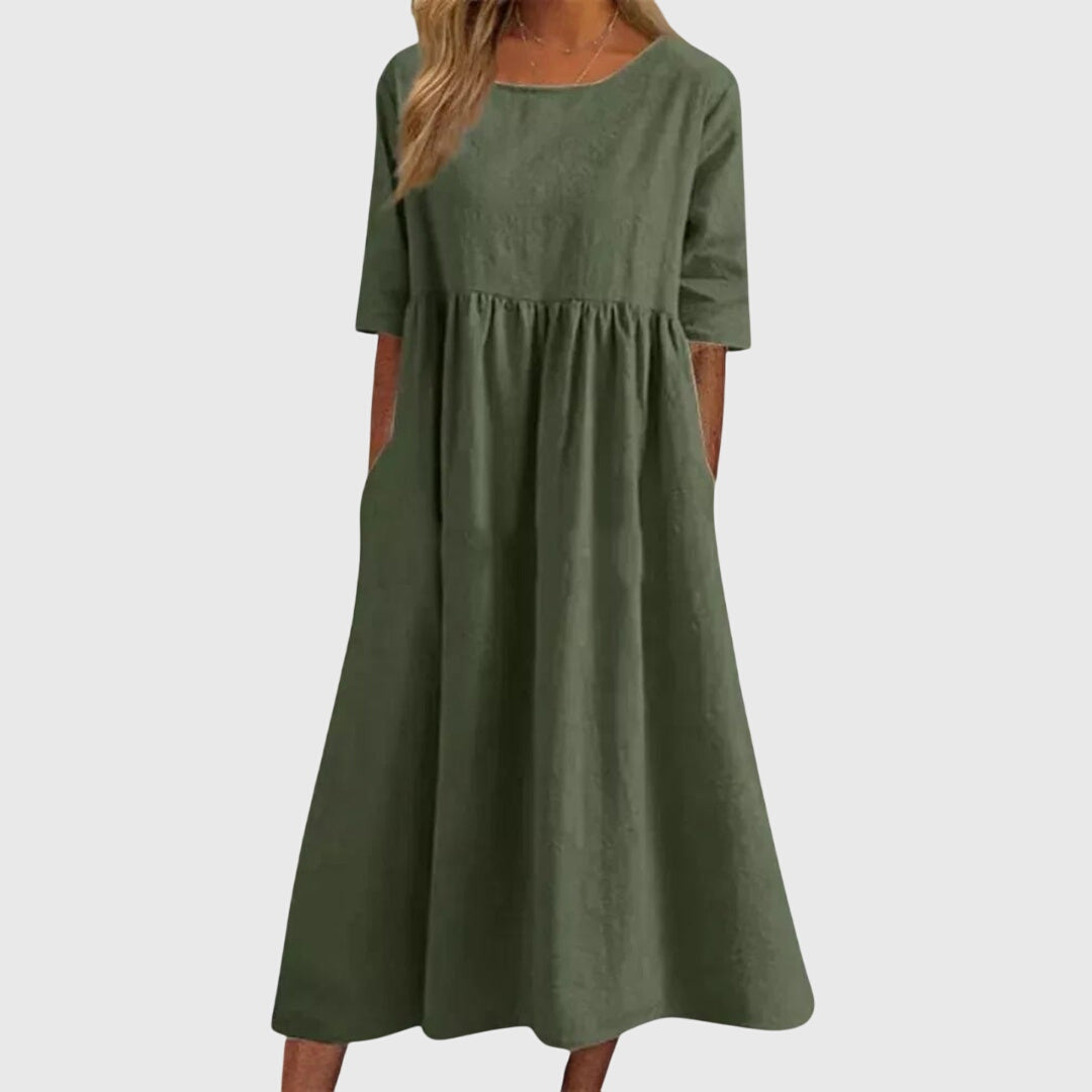 Vestido Mujer Elegante de Manga Corta Diseño Clásico Versátil para Fiesta 4