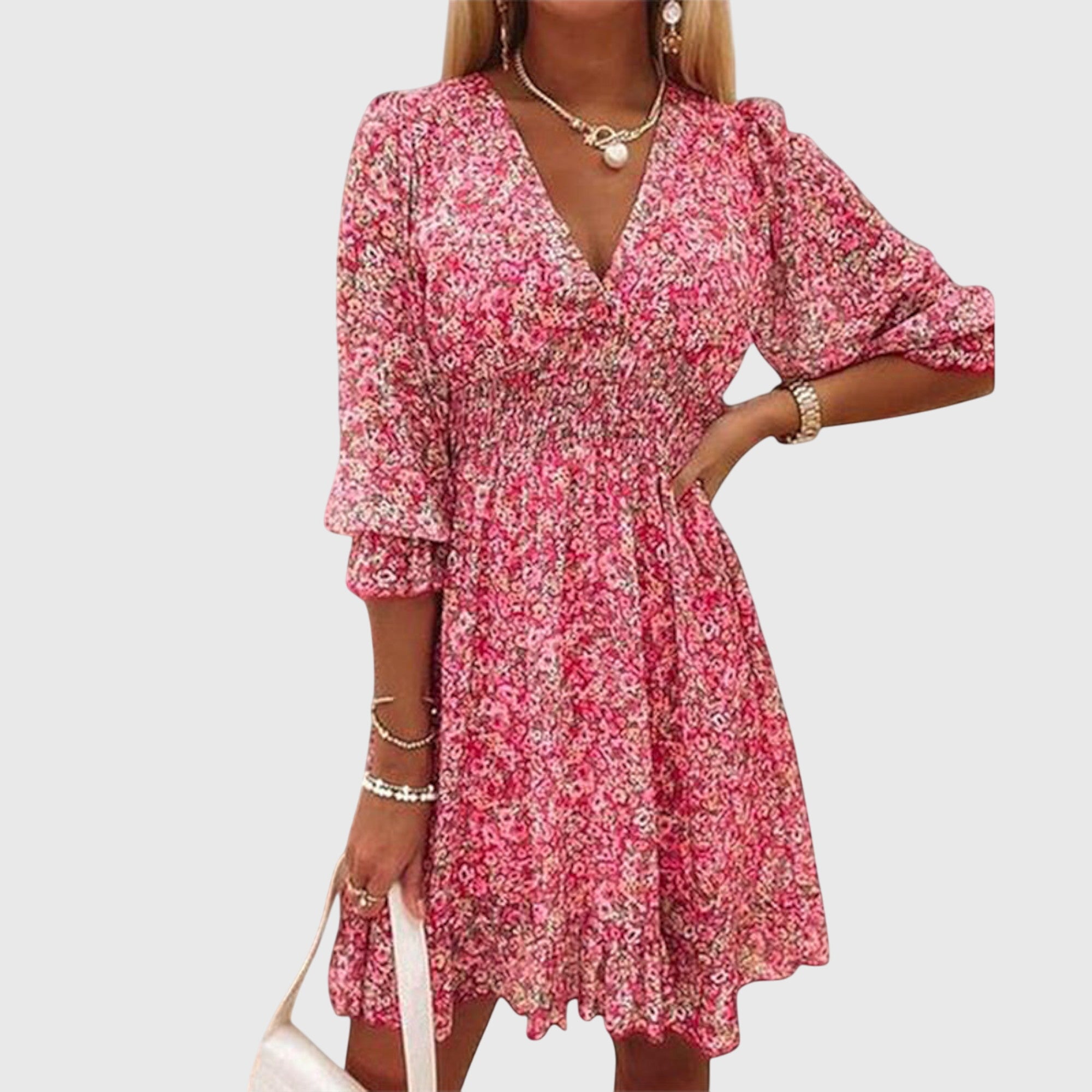 Vestido Mujer Floral Poliéster Con Mangas Abullonadas Casual Verano 0