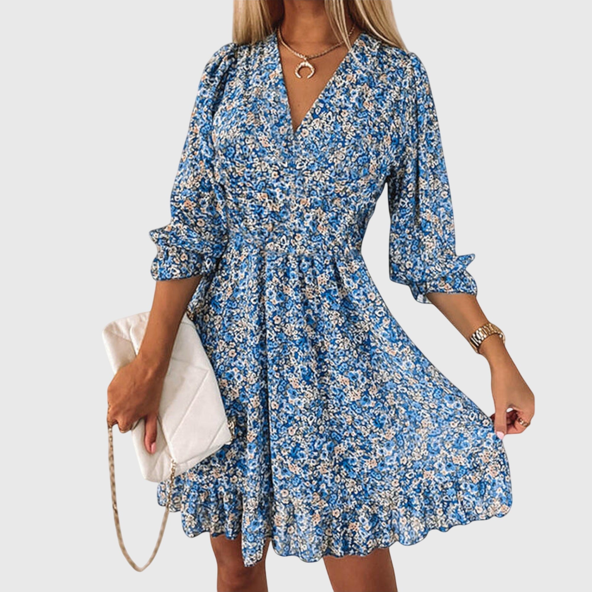 Vestido Mujer Floral Poliéster Con Mangas Abullonadas Casual Verano 1