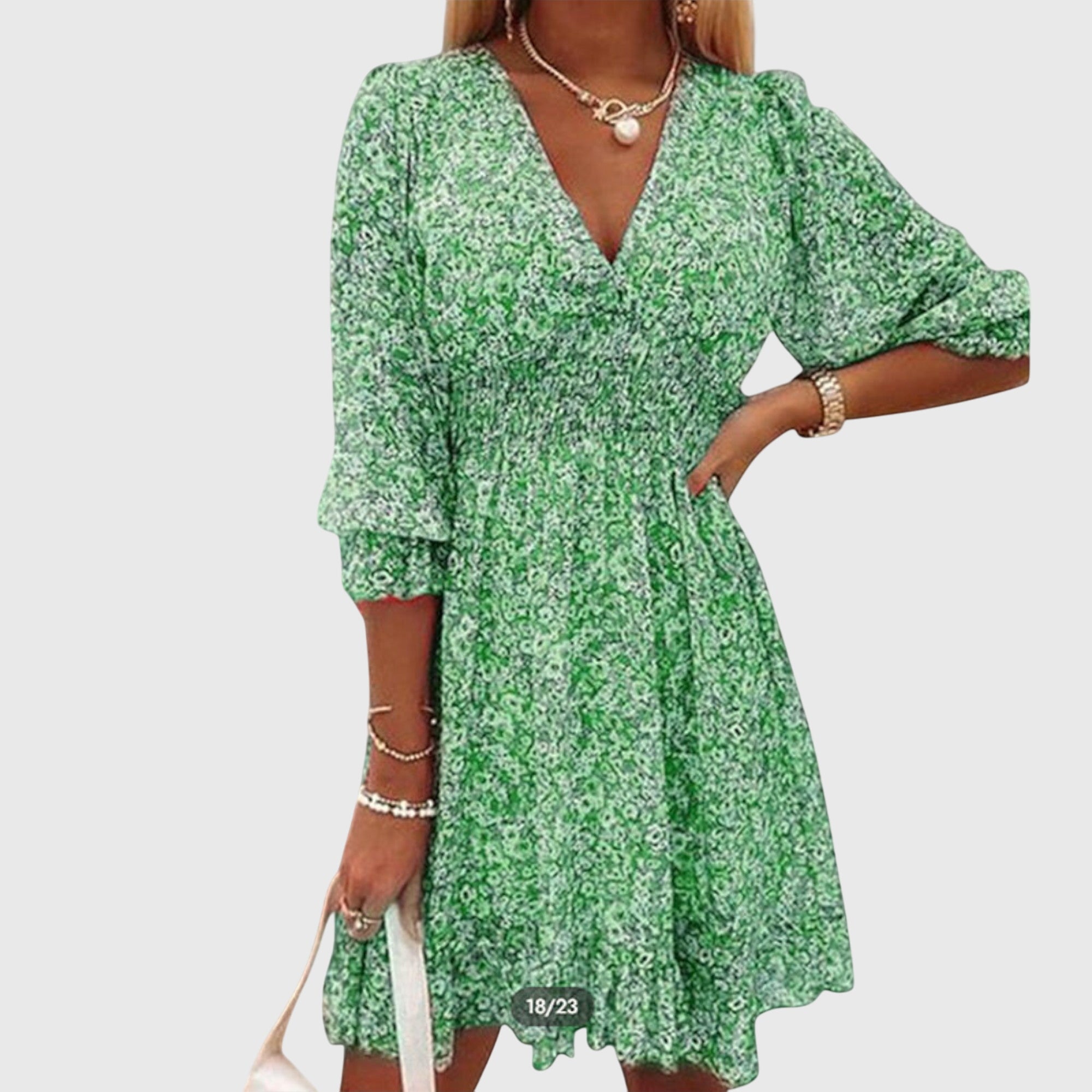 Vestido Mujer Floral Poliéster Con Mangas Abullonadas Casual Verano 3