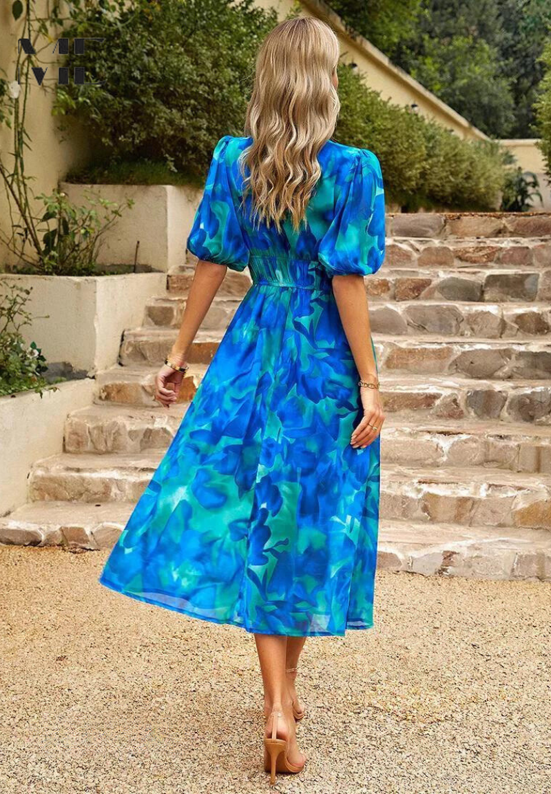 Vestido Mujer Floral Tela Suave Ajuste Relajado Elegante para Fiesta 6