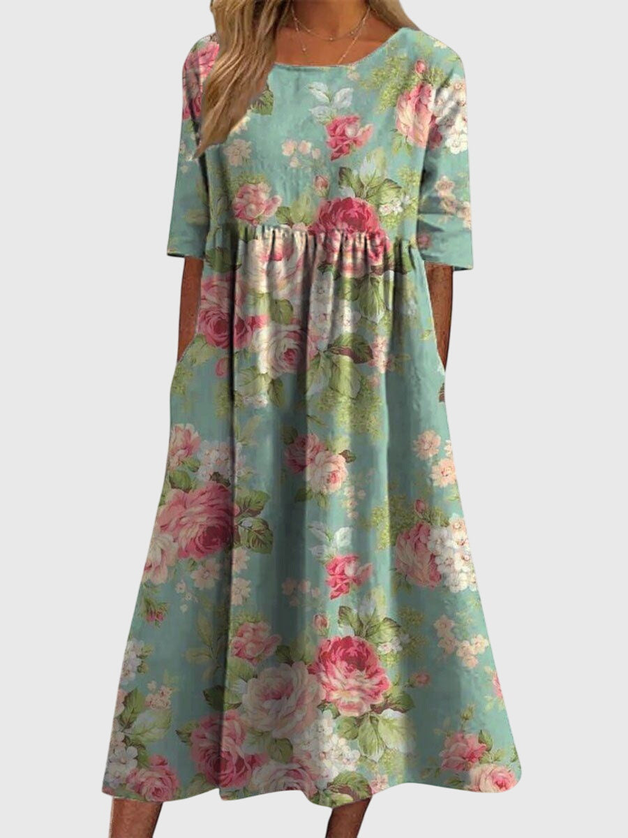 Vestido Mujer Fluido con Bordado Elegante y Ajuste Relajado para Fiesta o Boda 1