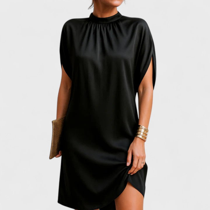 Vestido Mujer Viscosa Cuello en V Corte Recto Elegante para Fiesta y Ocasiones Especiales 0