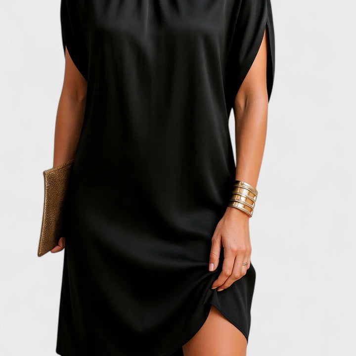 Vestido Mujer Viscosa Cuello en V Corte Recto Elegante para Fiesta y Ocasiones Especiales 2