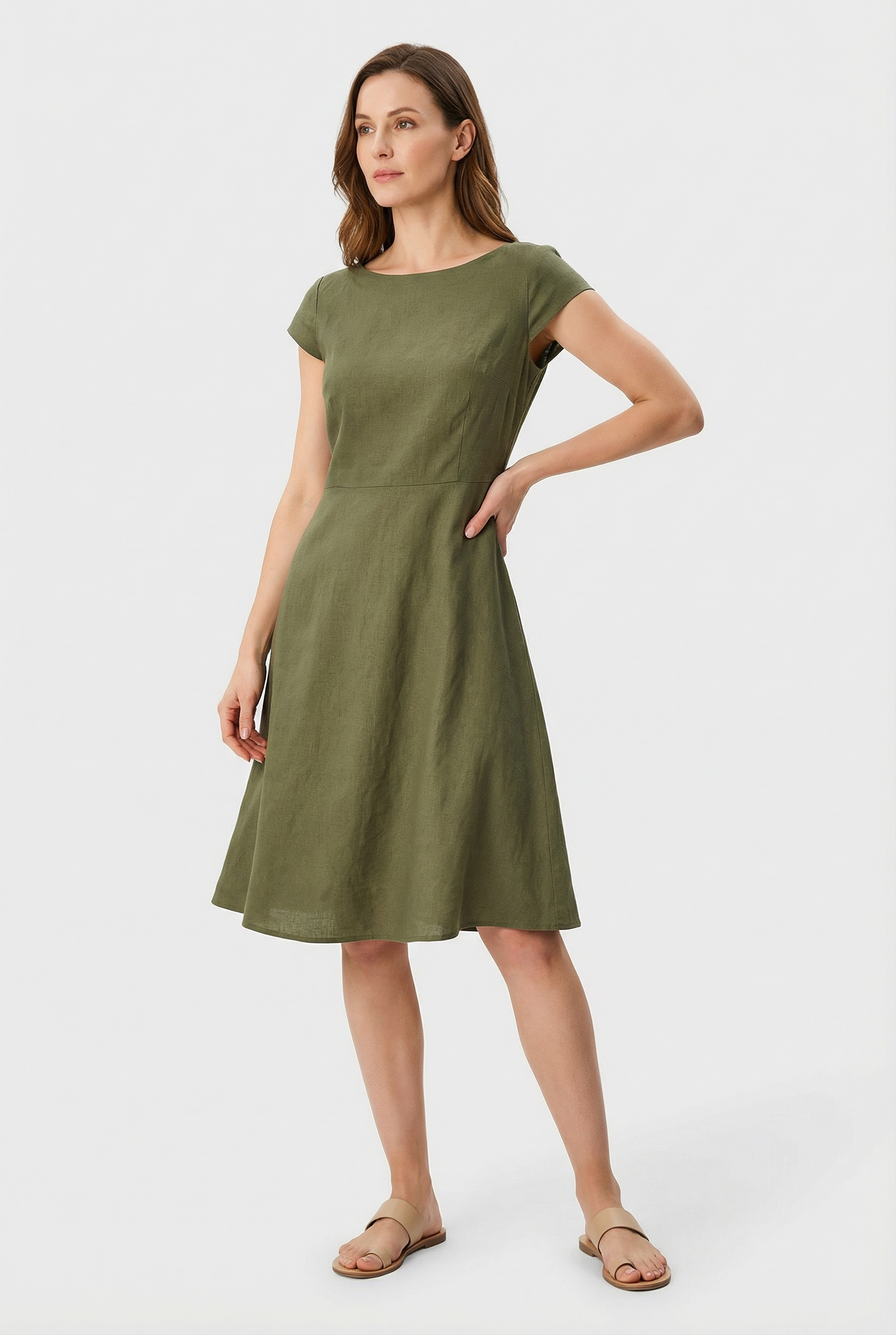 Vestido de Mujer Elegante de Tejido Ligero con Mangas Delicadas y Silueta Femenina 7