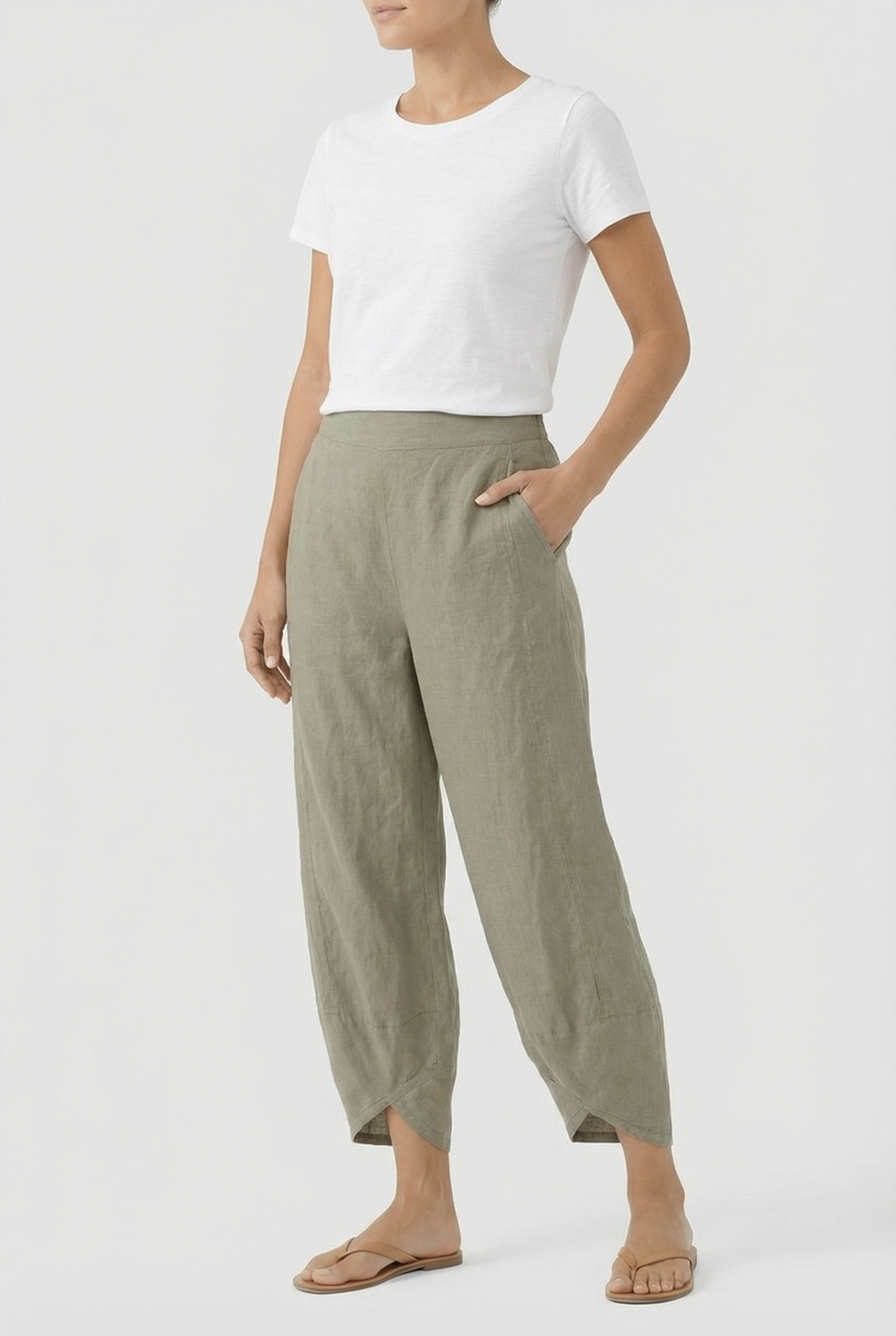 Mujer Pantalón Culotte Asimétrico Holgado Casual con Cintura Pull-On