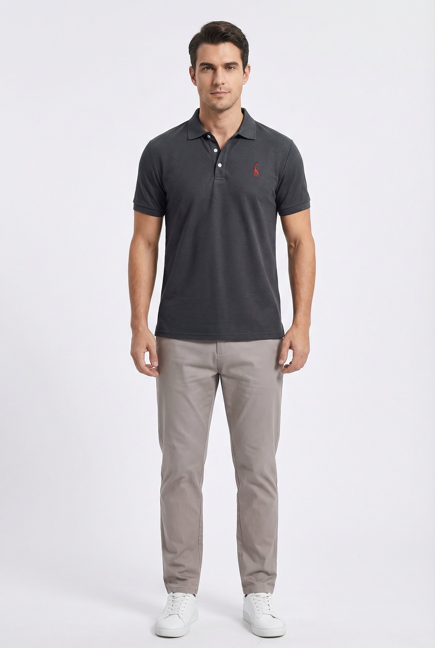 Hombre Polo Casual Con Bordado Decorativo Y Cuello Clásico
