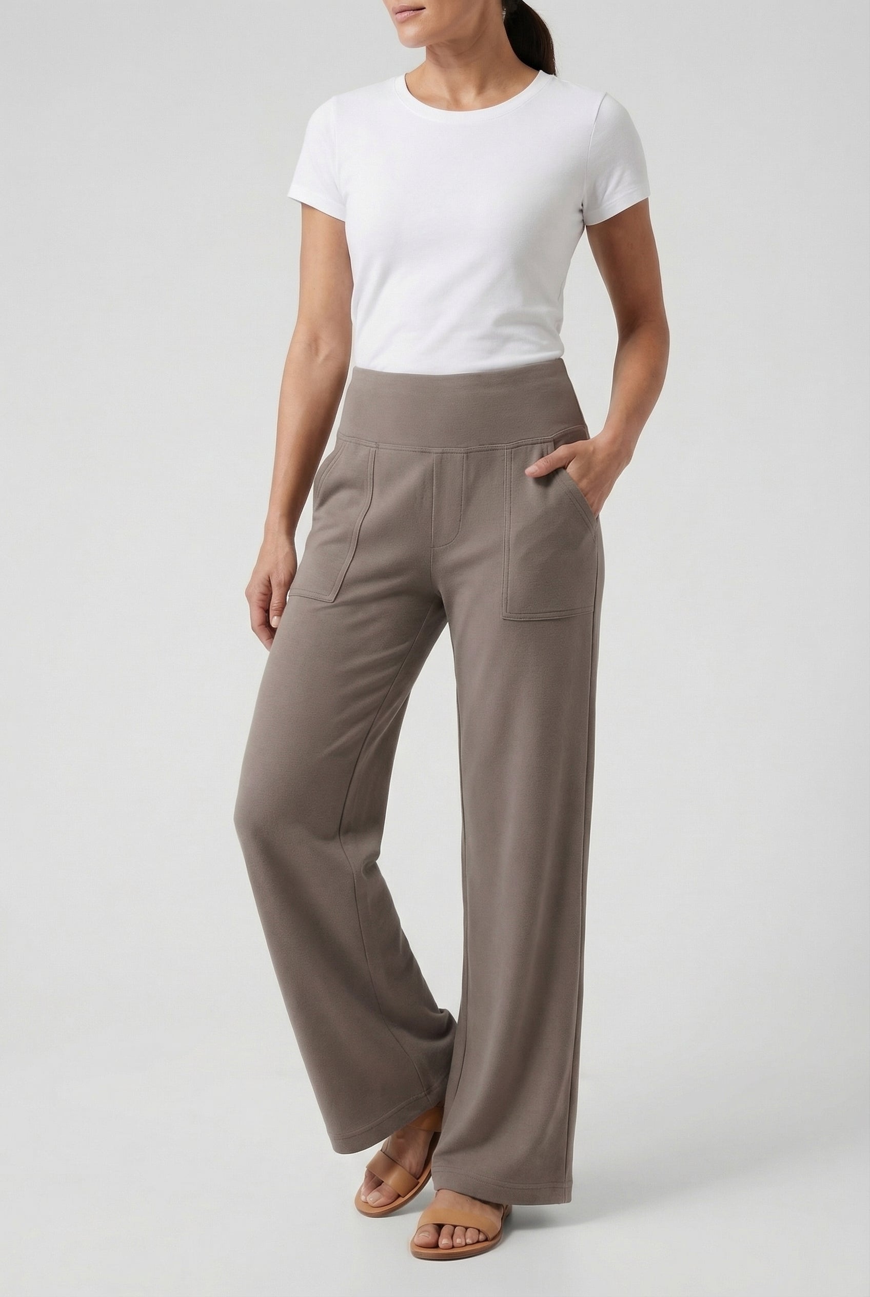 Pantalones Mujer Palazzo Talle Alto Ajuste Relajado Con Bolsillos Funcionales