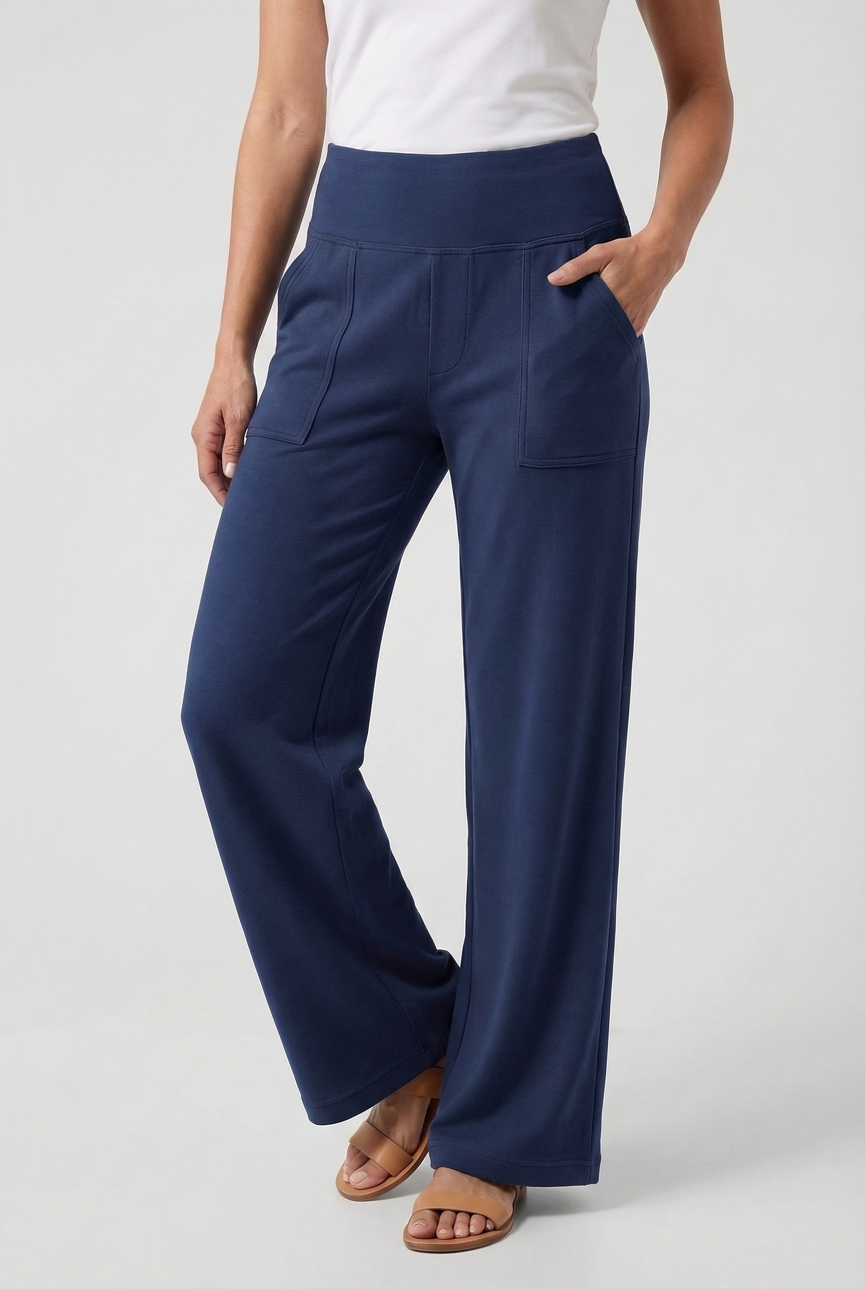 Pantalones Mujer Palazzo Talle Alto Ajuste Relajado Con Bolsillos Funcionales