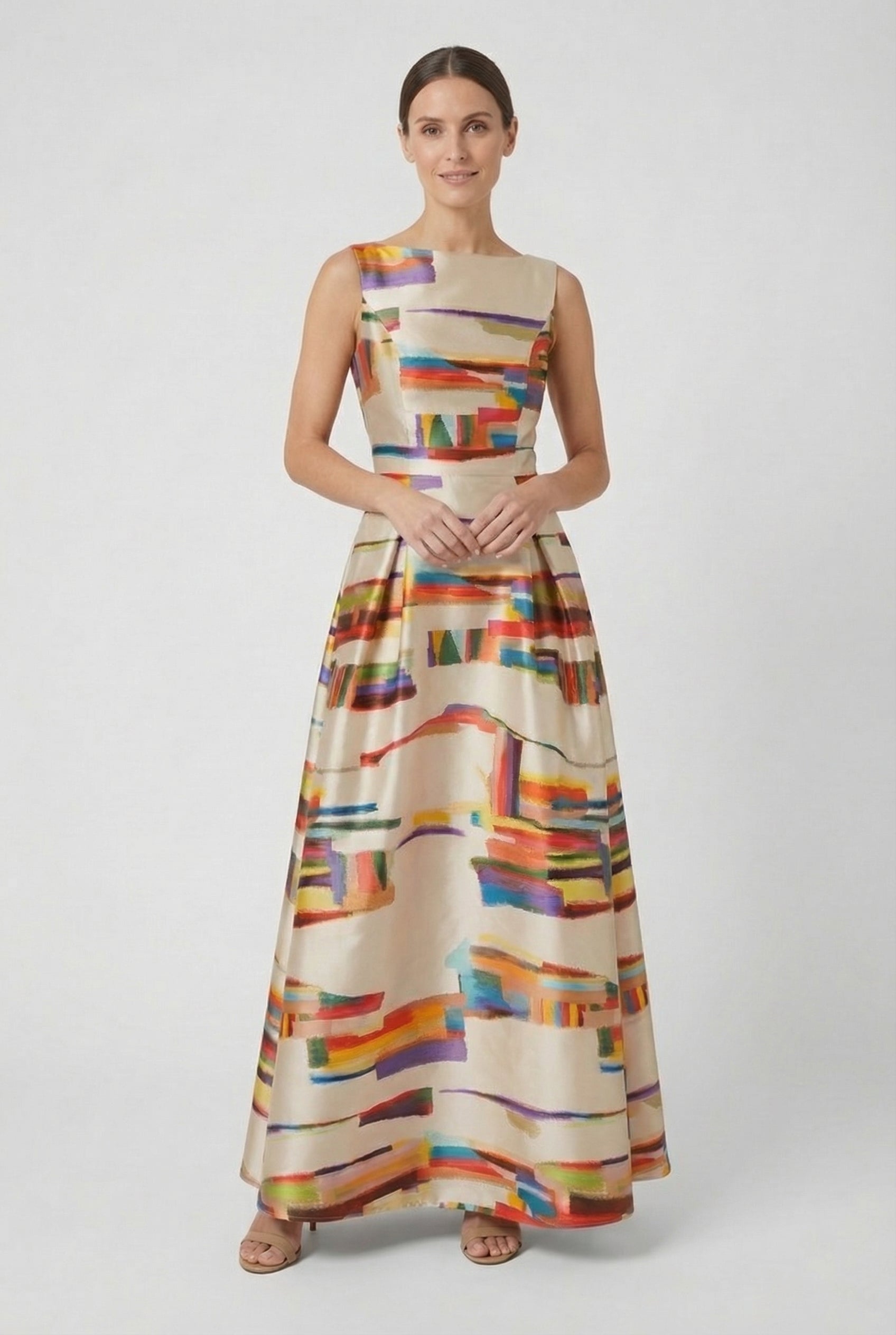 Mujer Maxi Vestido De Poliéster Sin Mangas Con Estampado Abstracto Casual