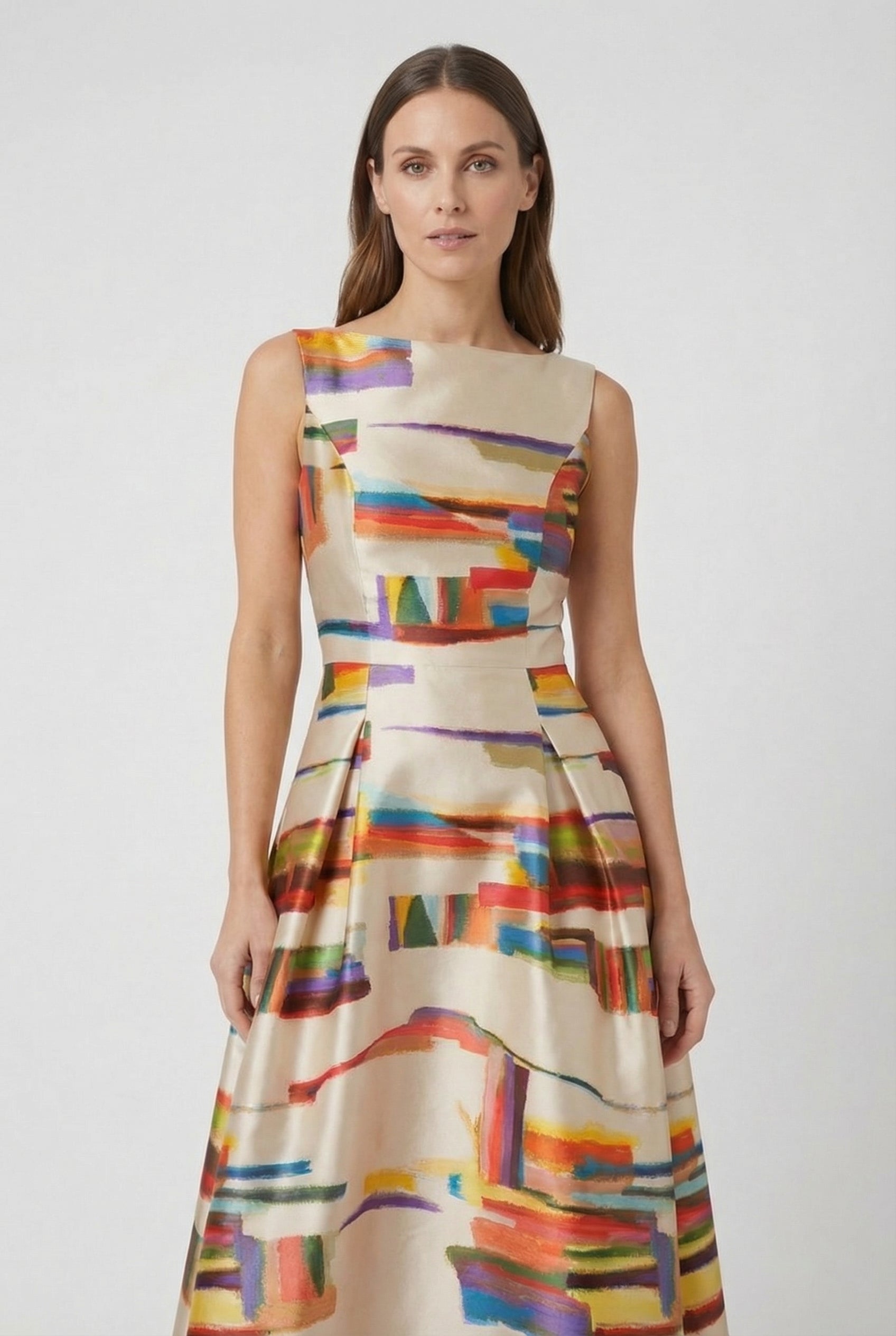 Mujer Maxi Vestido De Poliéster Sin Mangas Con Estampado Abstracto Casual