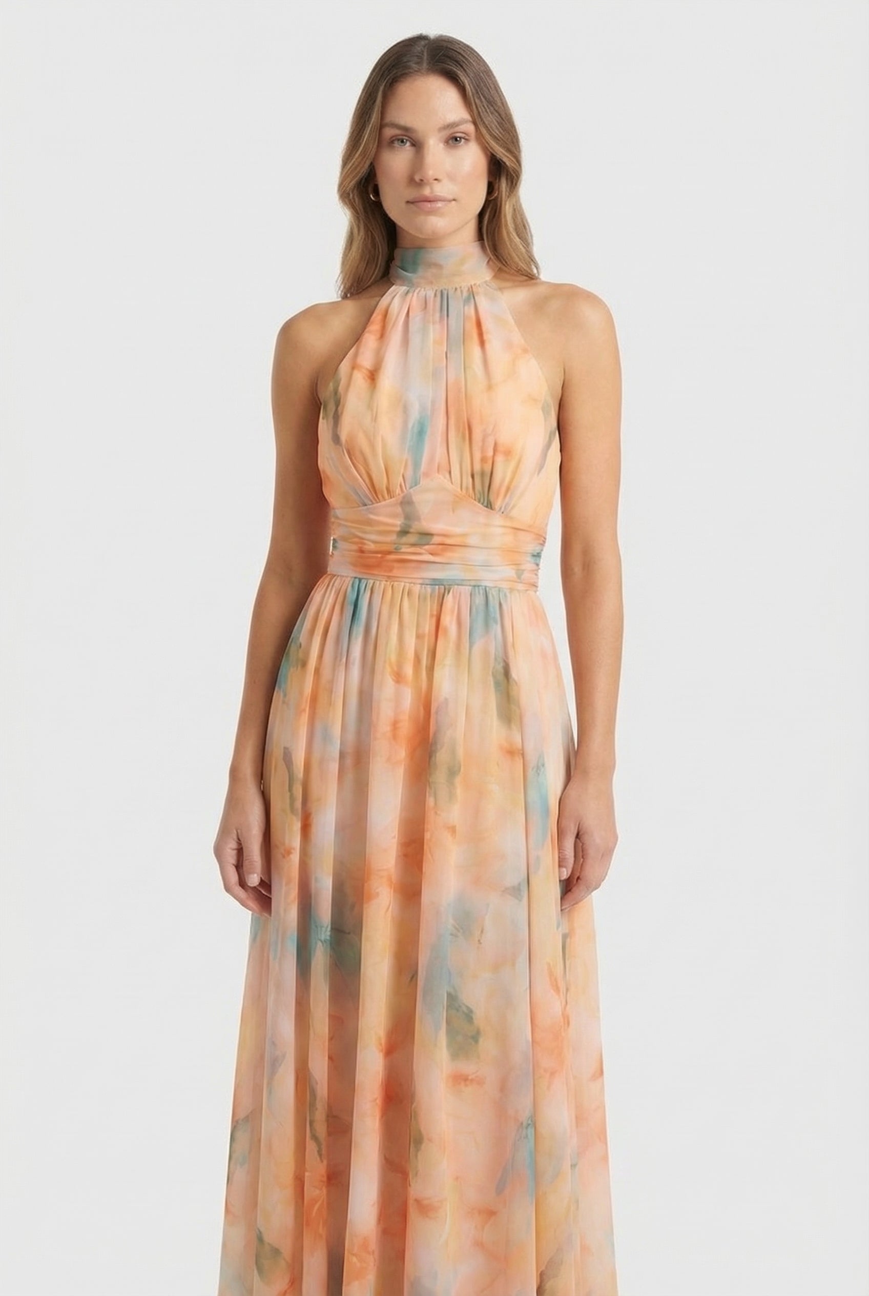 Mujer Vestido Maxi Floral Halter Diseño Alineado Verano