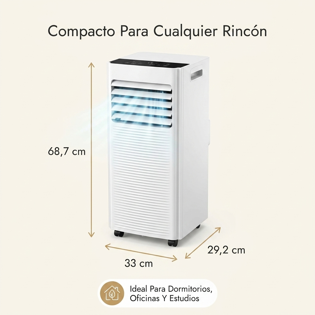 Aire Acondicionado Portátil 7000 BTU con Deshumidificador y Ventilador